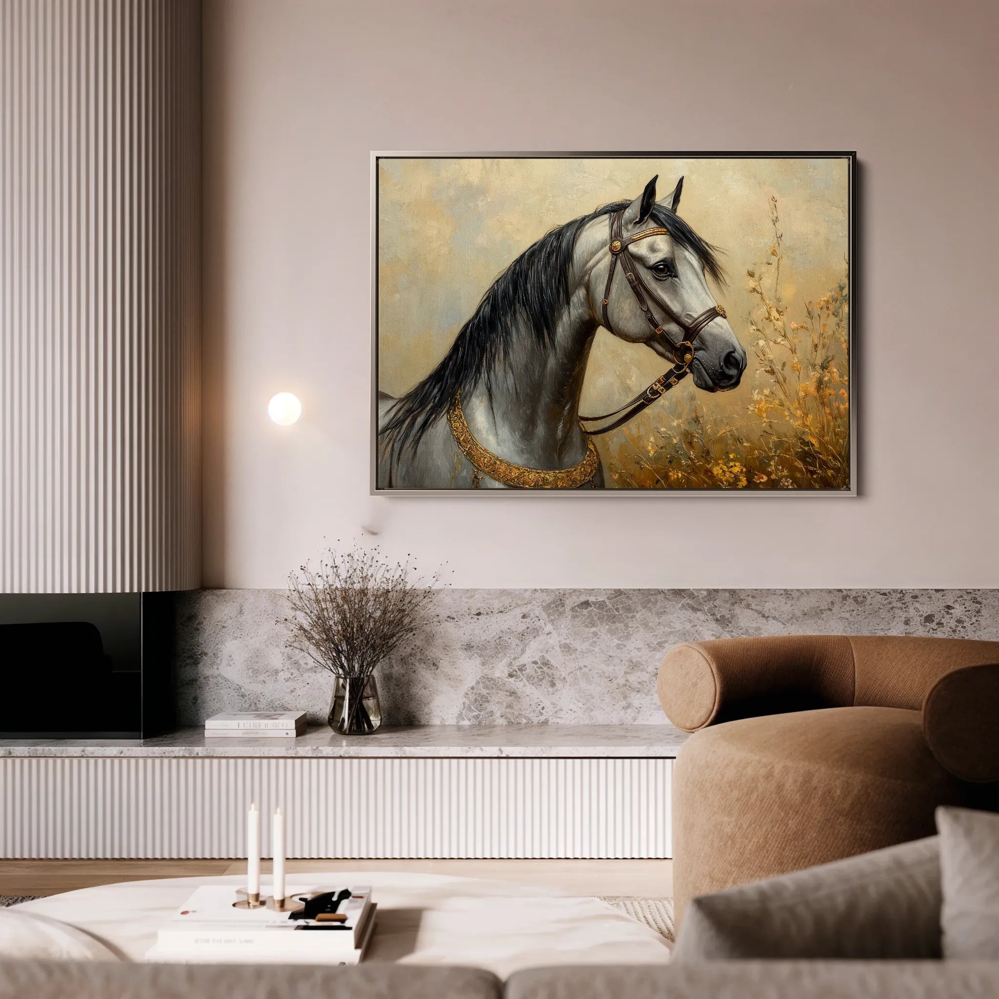 Horses 022 Canvas Art 60 x 40 cm / Black