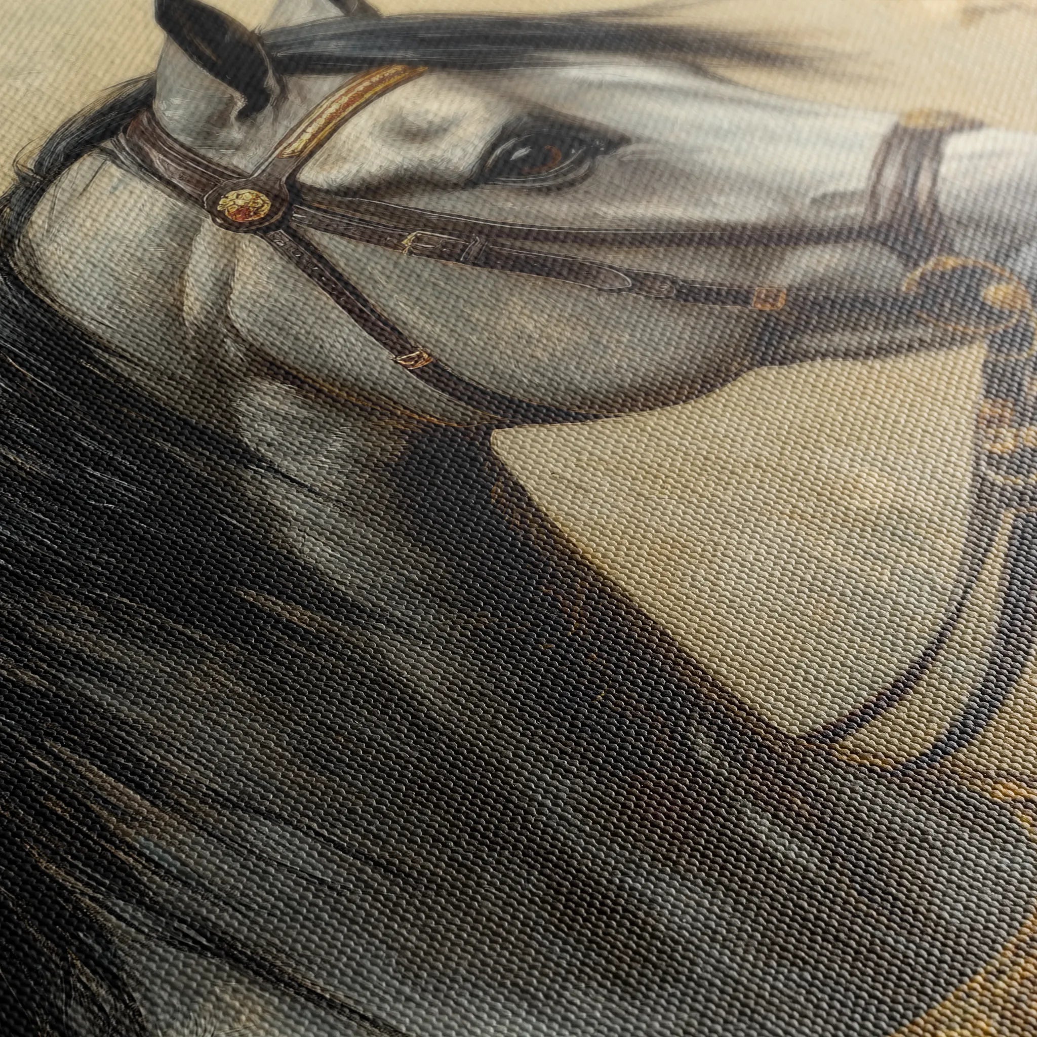 Horses 022 Canvas Art 60 x 40 cm / Black