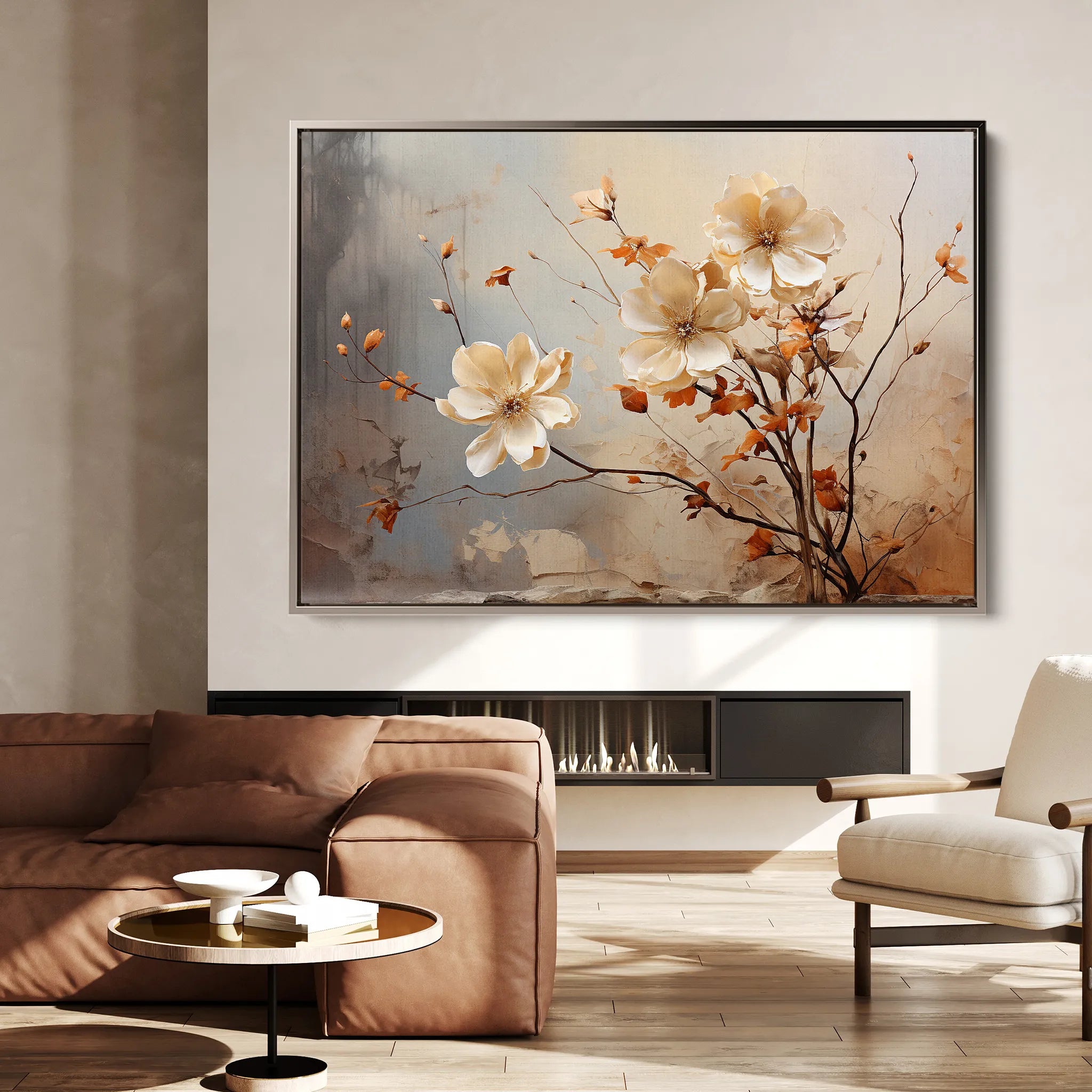 Floral 023 Canvas Art 60 x 40 cm / Black