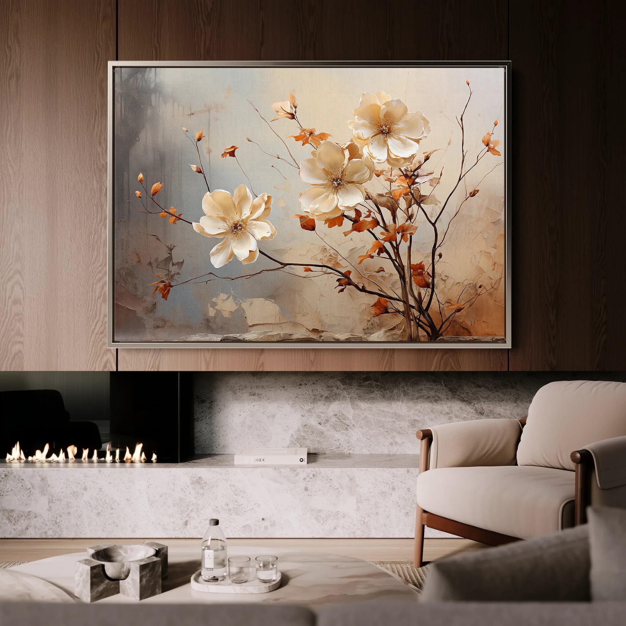 Floral 023 Canvas Art 60 x 40 cm / Black