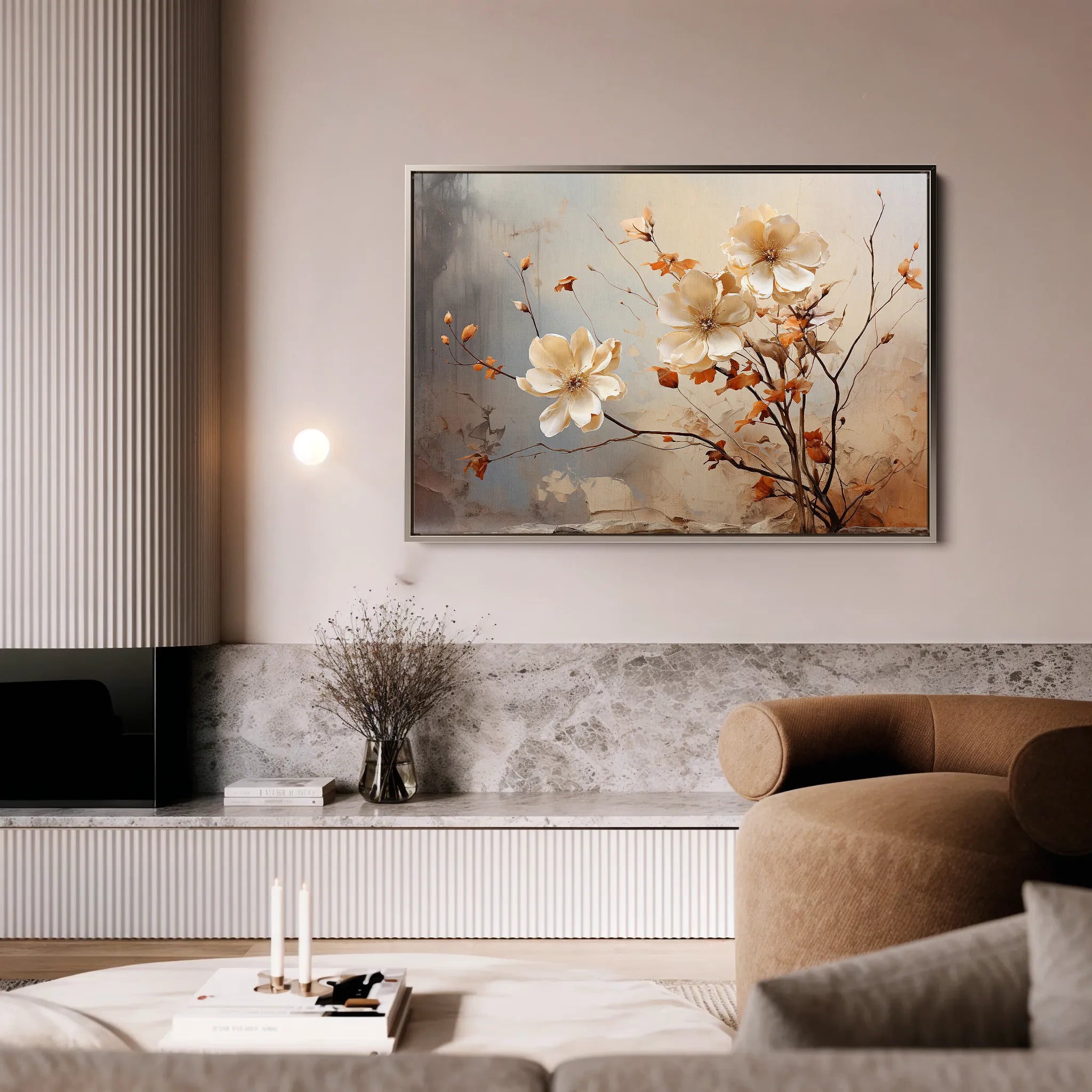 Floral 023 Canvas Art 60 x 40 cm / Black
