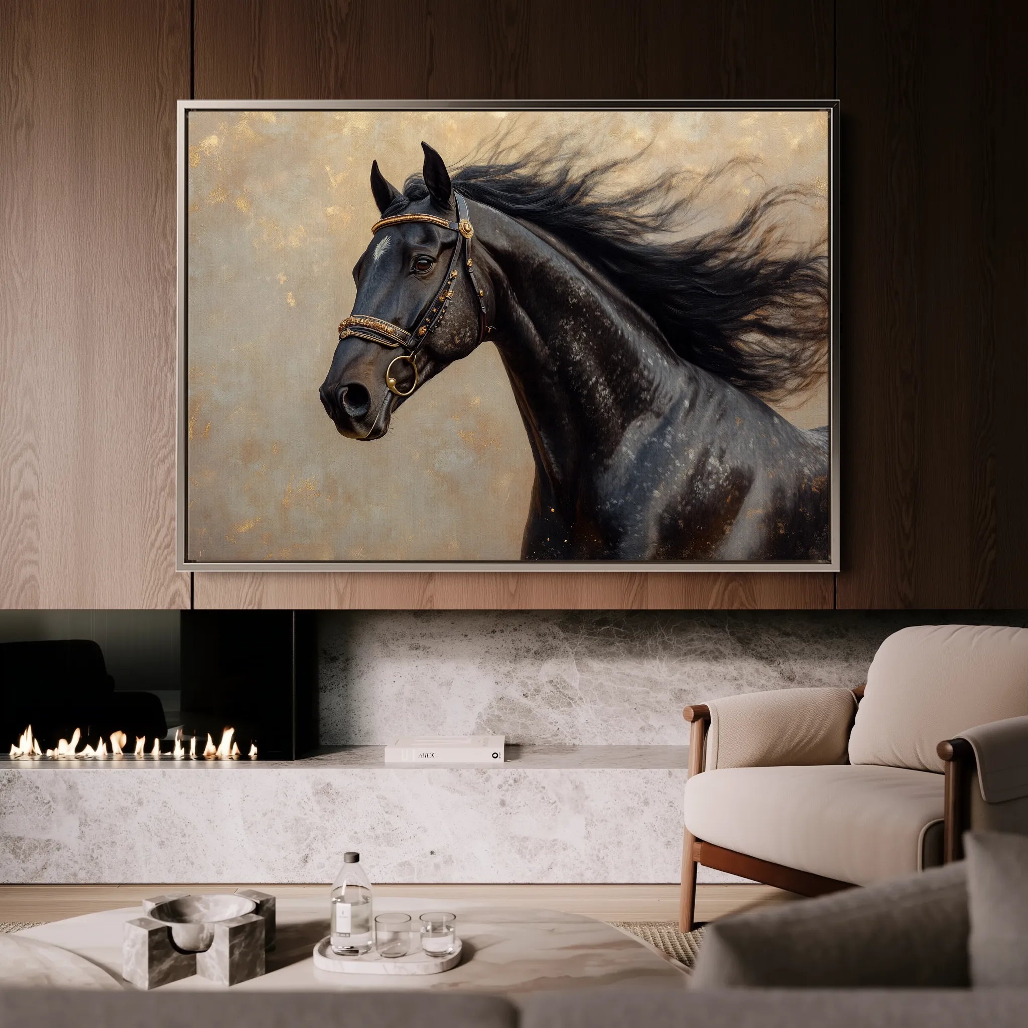 Horses 023 Canvas Art 60 x 40 cm / Black
