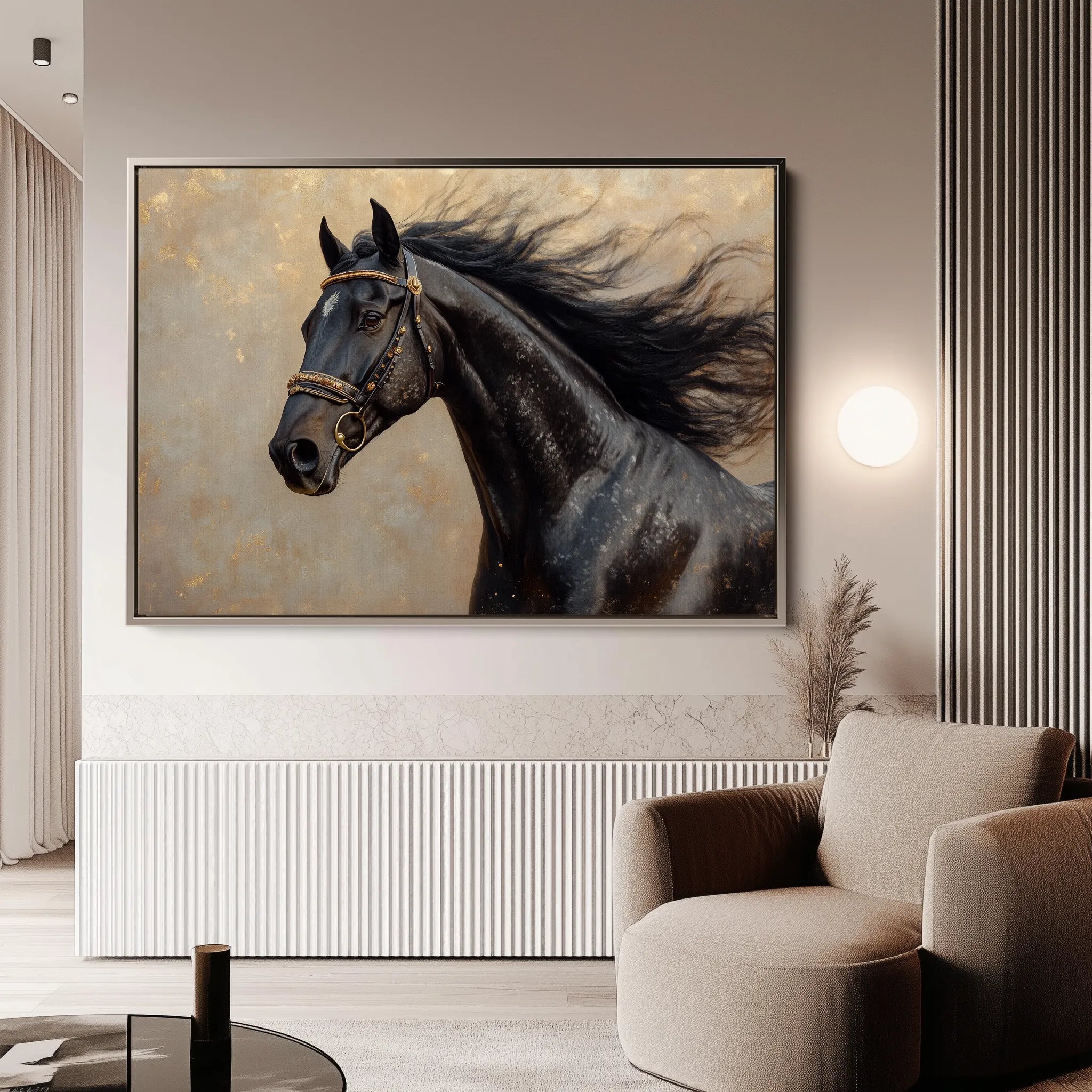 Horses 023 Canvas Art 60 x 40 cm / Black