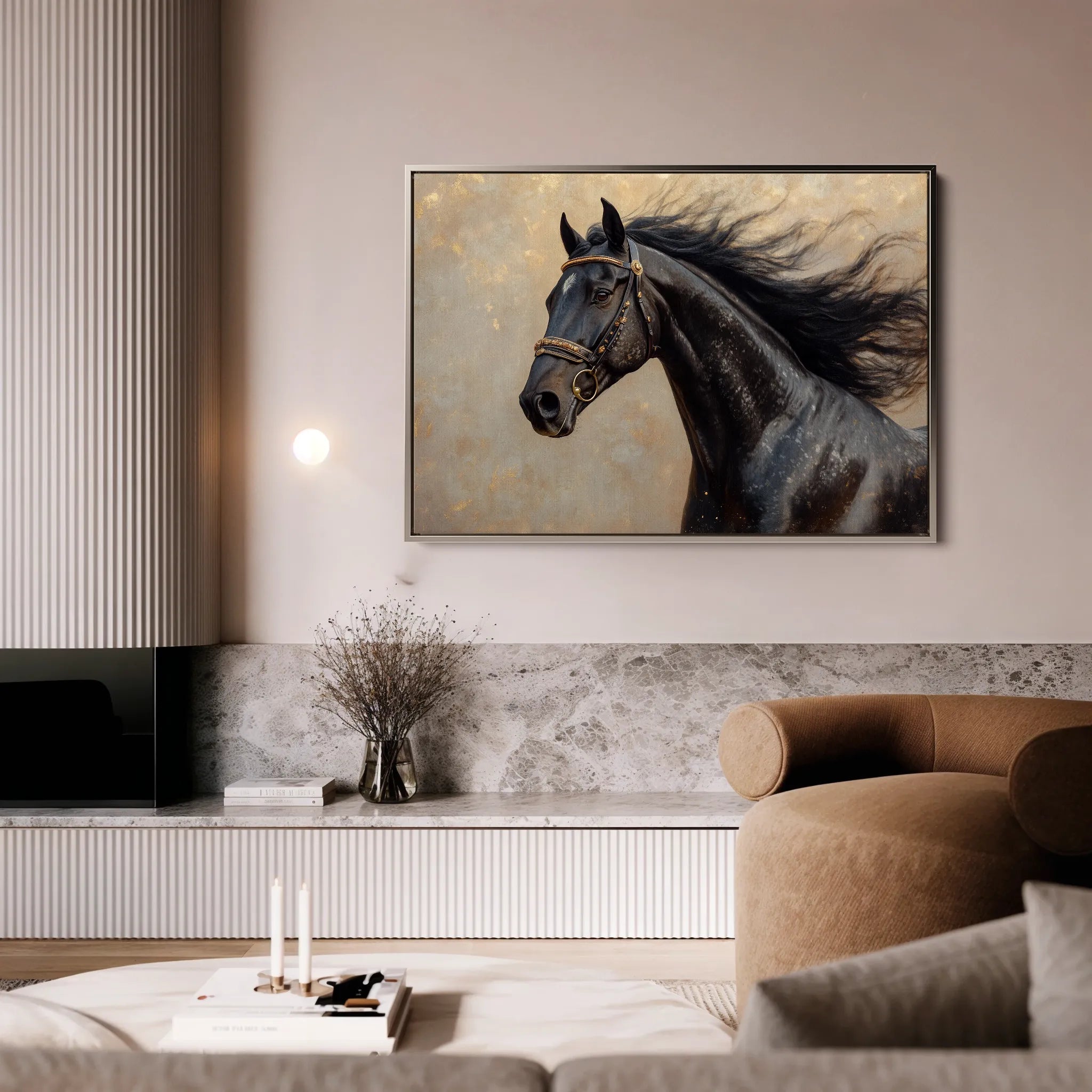 Horses 023 Canvas Art 60 x 40 cm / Black