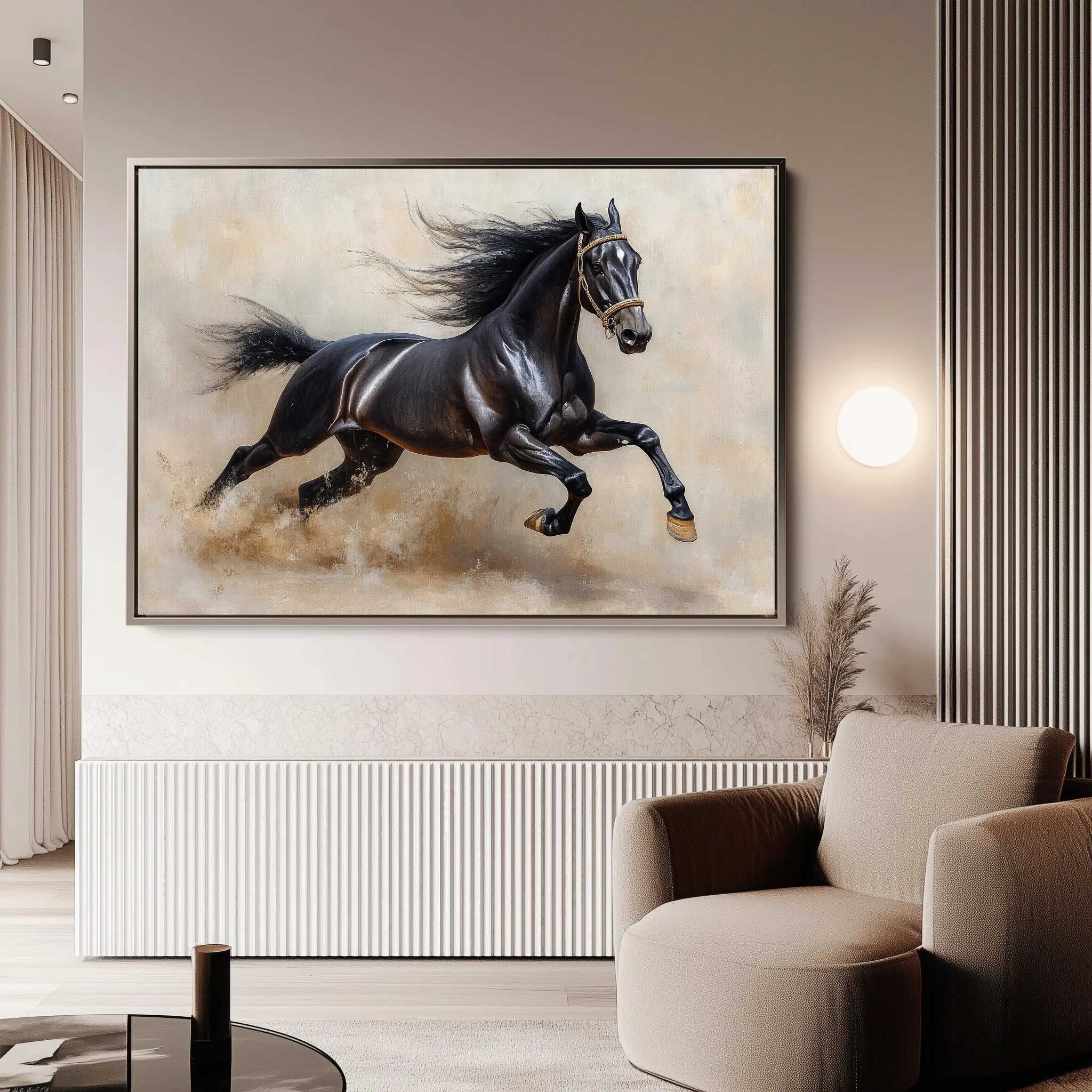Horses 024 Canvas Art 60 x 40 cm / Black