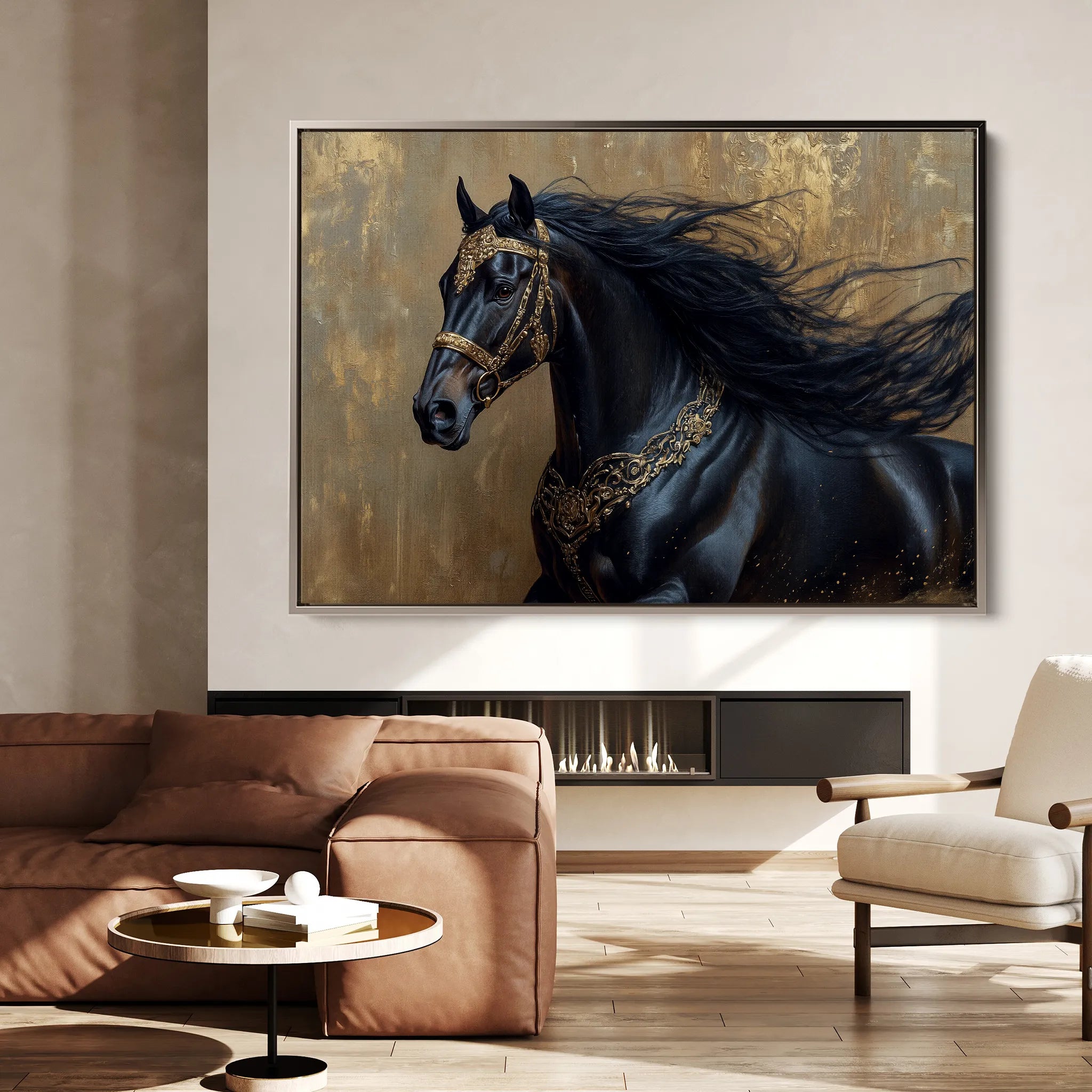 Horses 026 Canvas Art 60 x 40 cm / Black