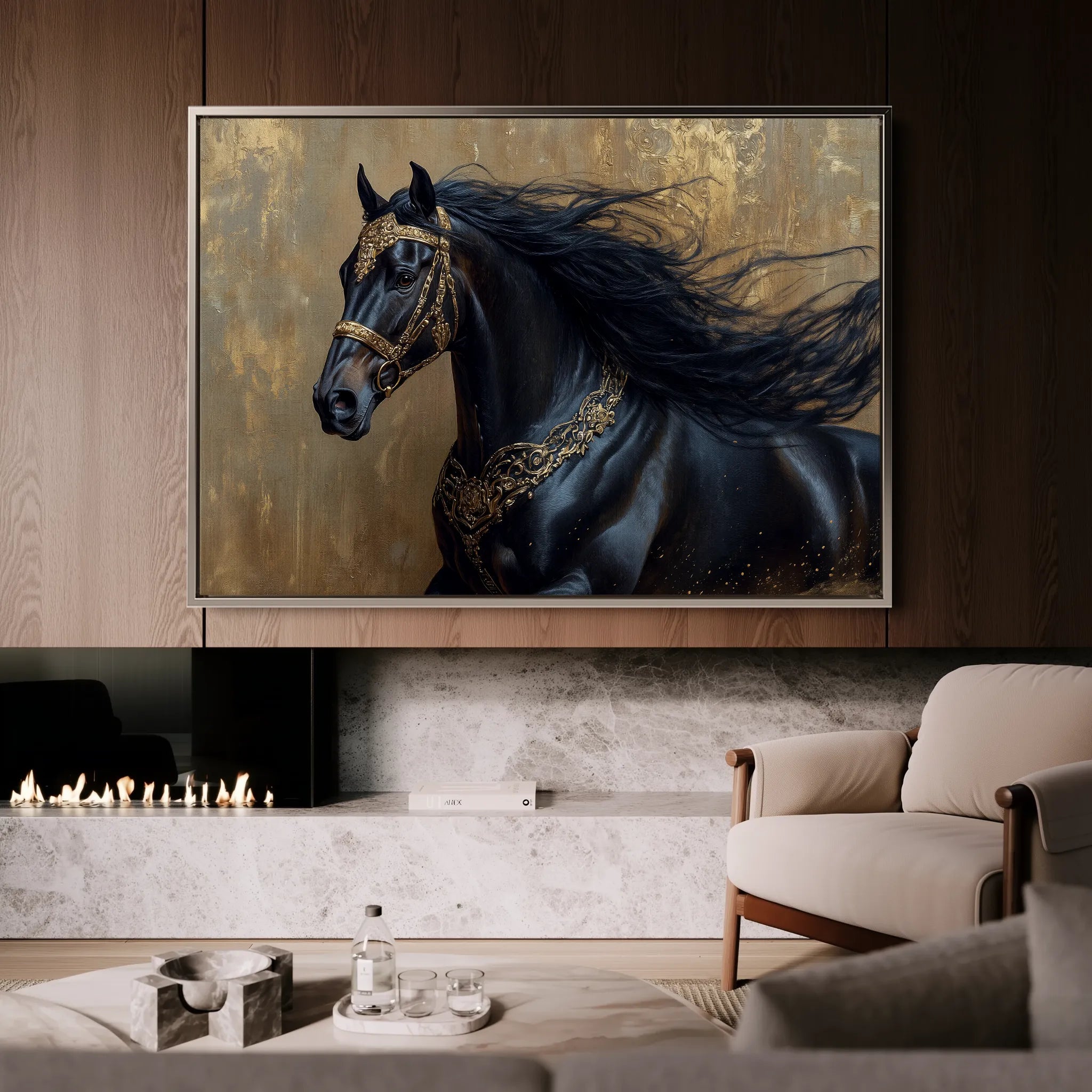 Horses 026 Canvas Art 60 x 40 cm / Black
