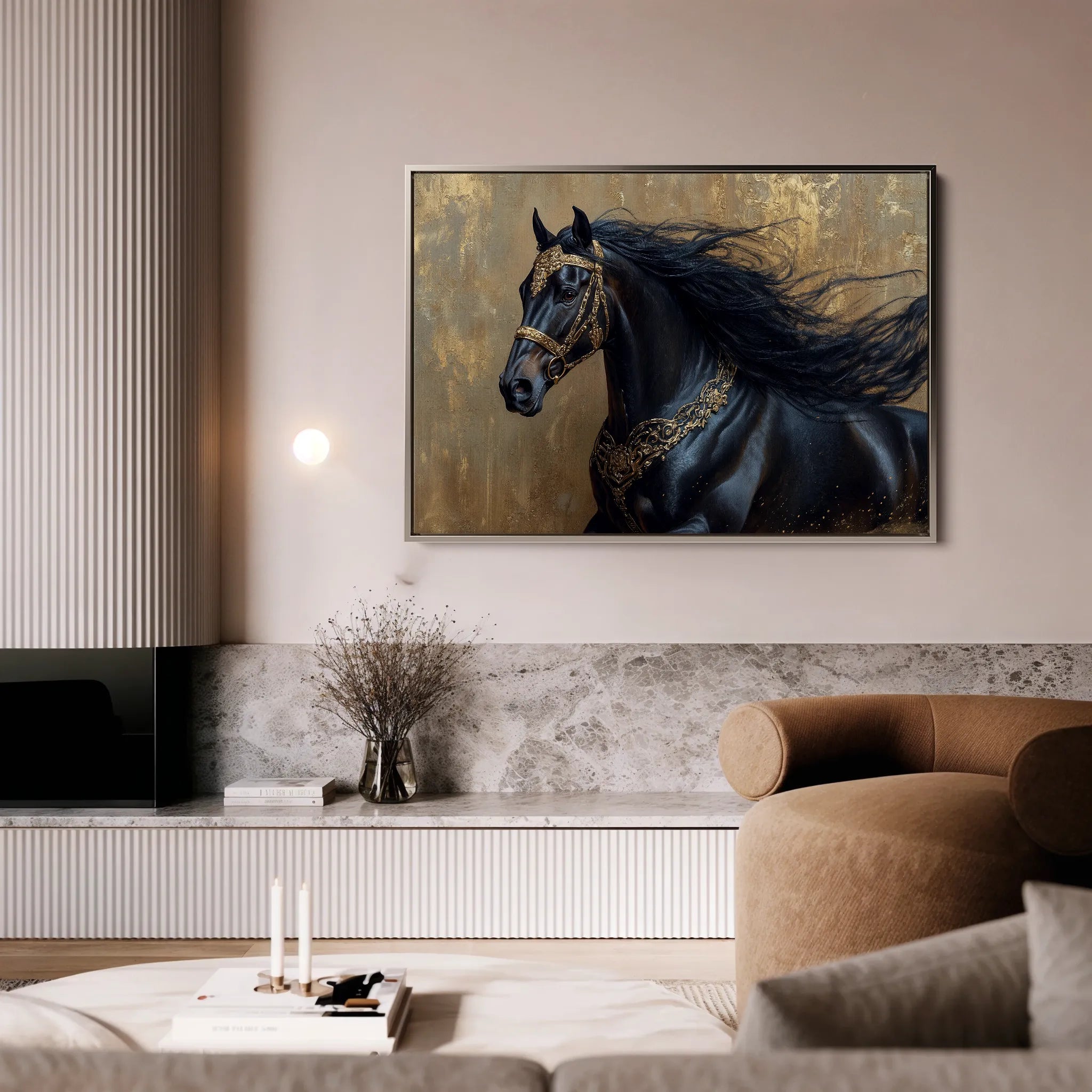 Horses 026 Canvas Art 60 x 40 cm / Black