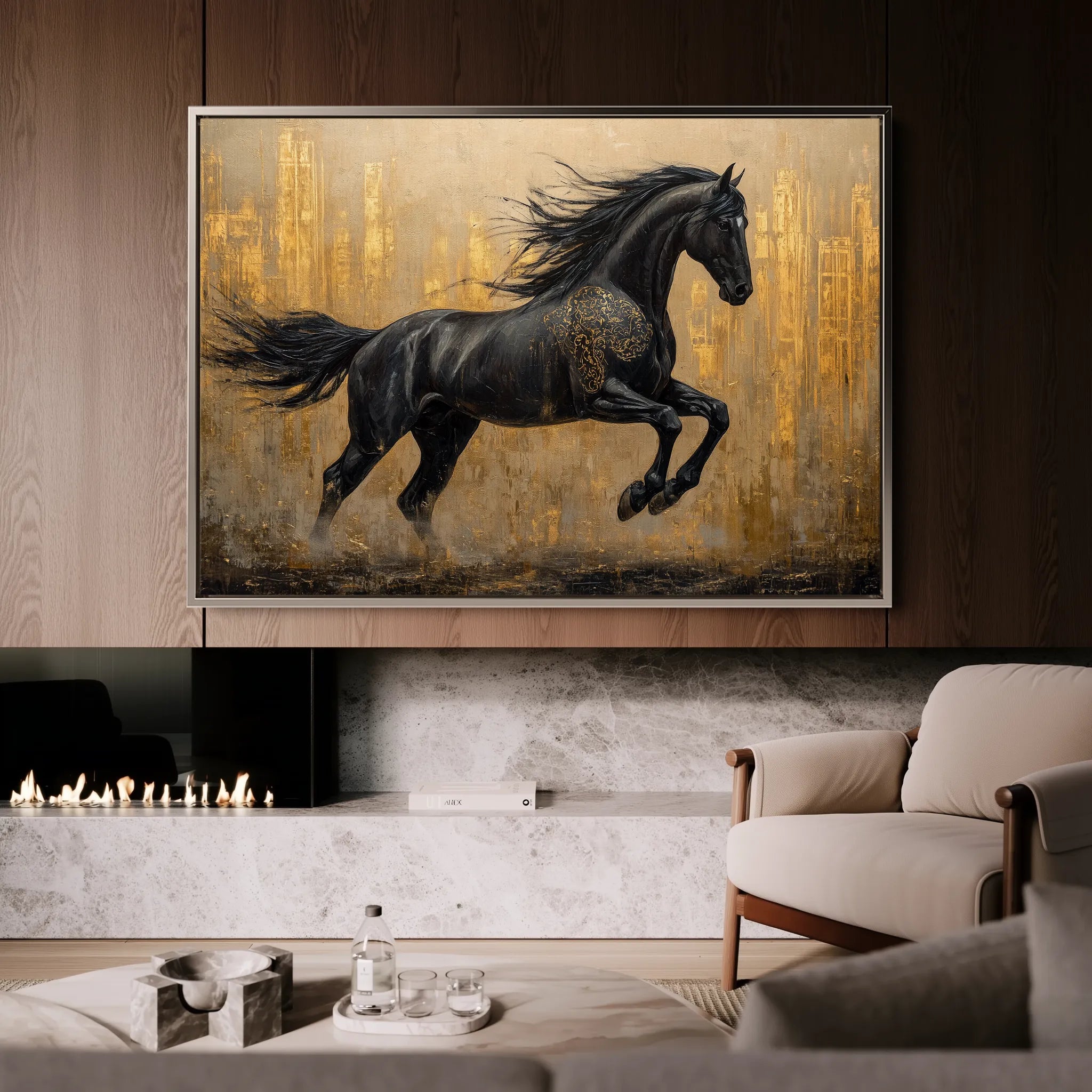 Horses 027 Canvas Art 60 x 40 cm / Black
