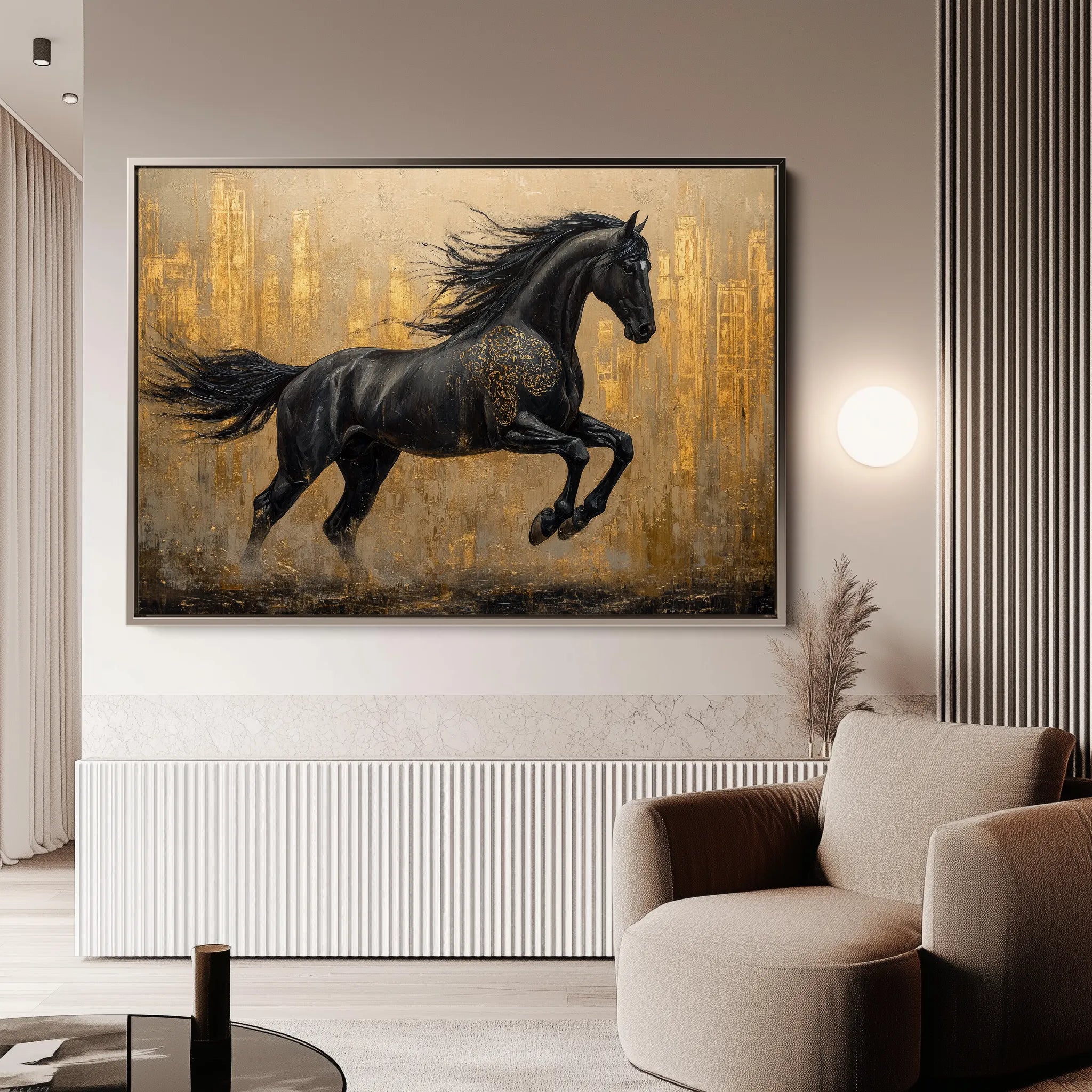 Horses 027 Canvas Art 60 x 40 cm / Black
