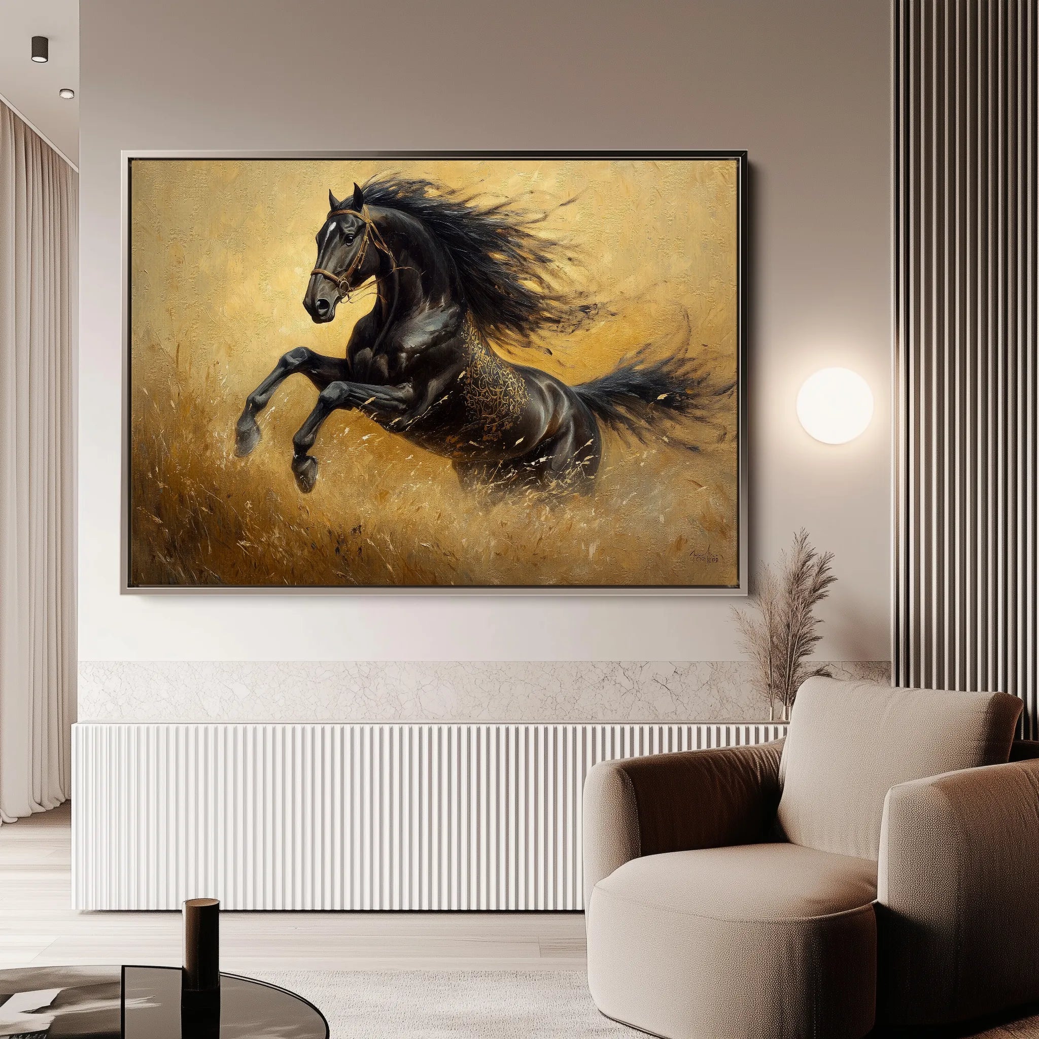 Horses 028 Canvas Art 60 x 40 cm / Black