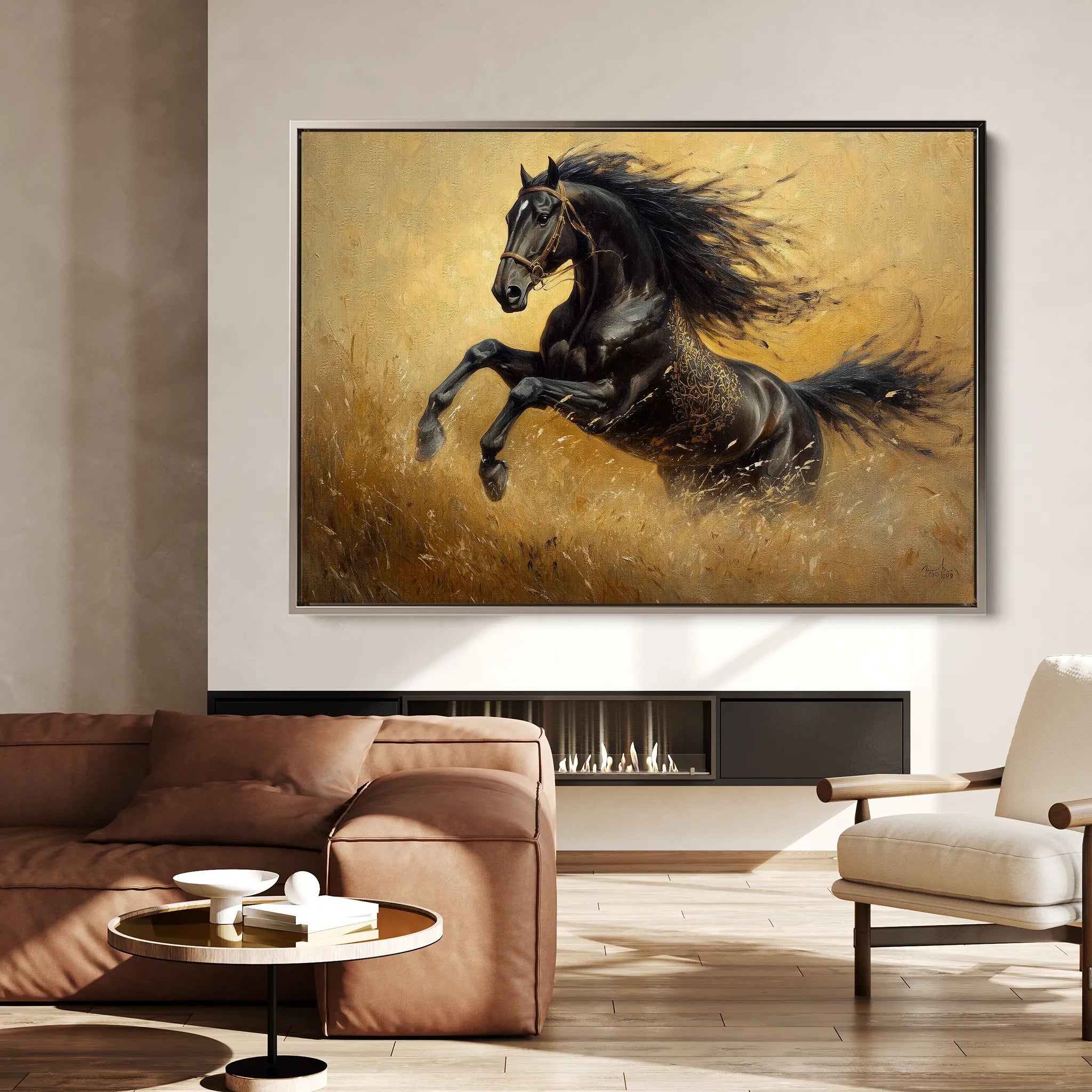 Horses 028 Canvas Art 60 x 40 cm / Black