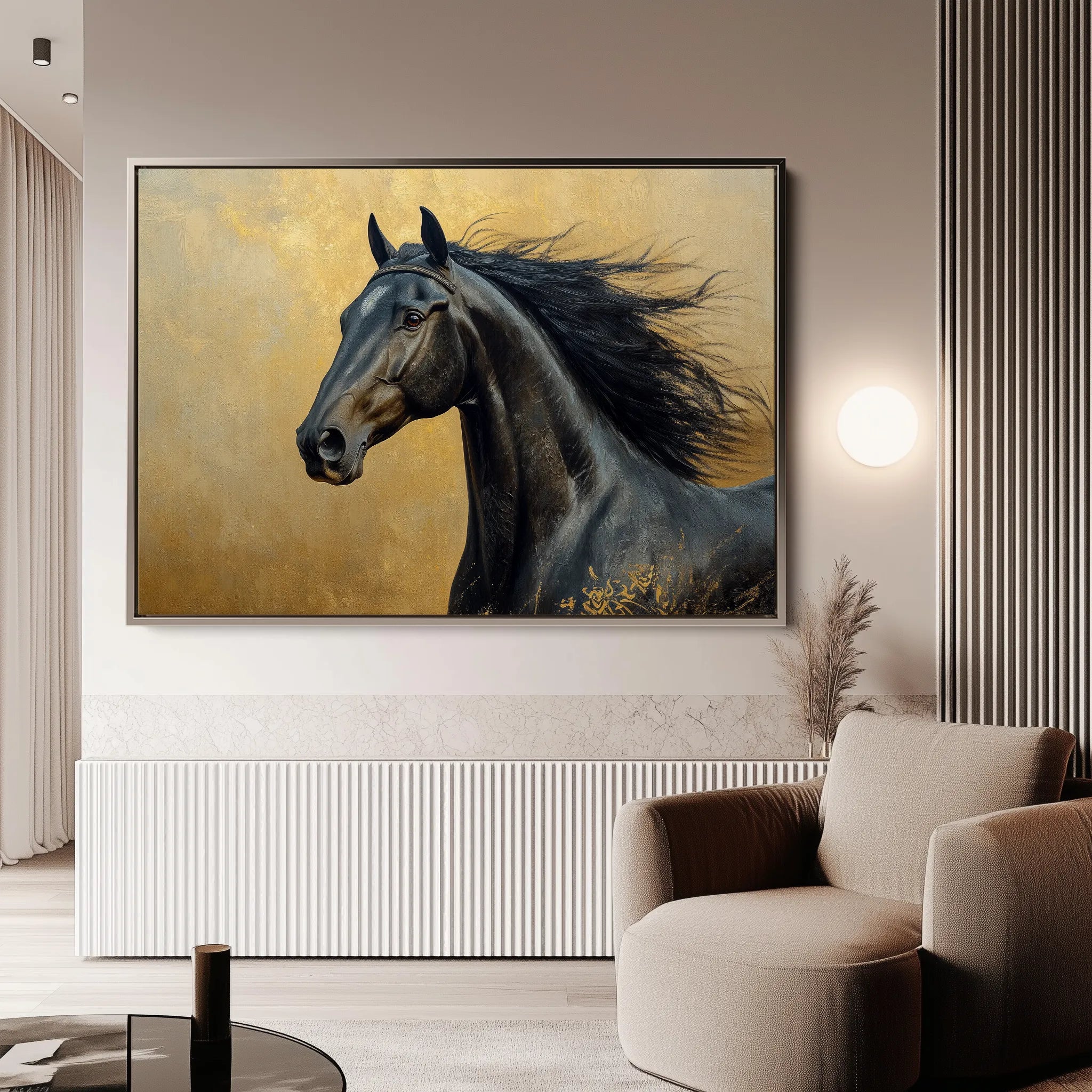 Horses 030 Canvas Art 60 x 40 cm / Black