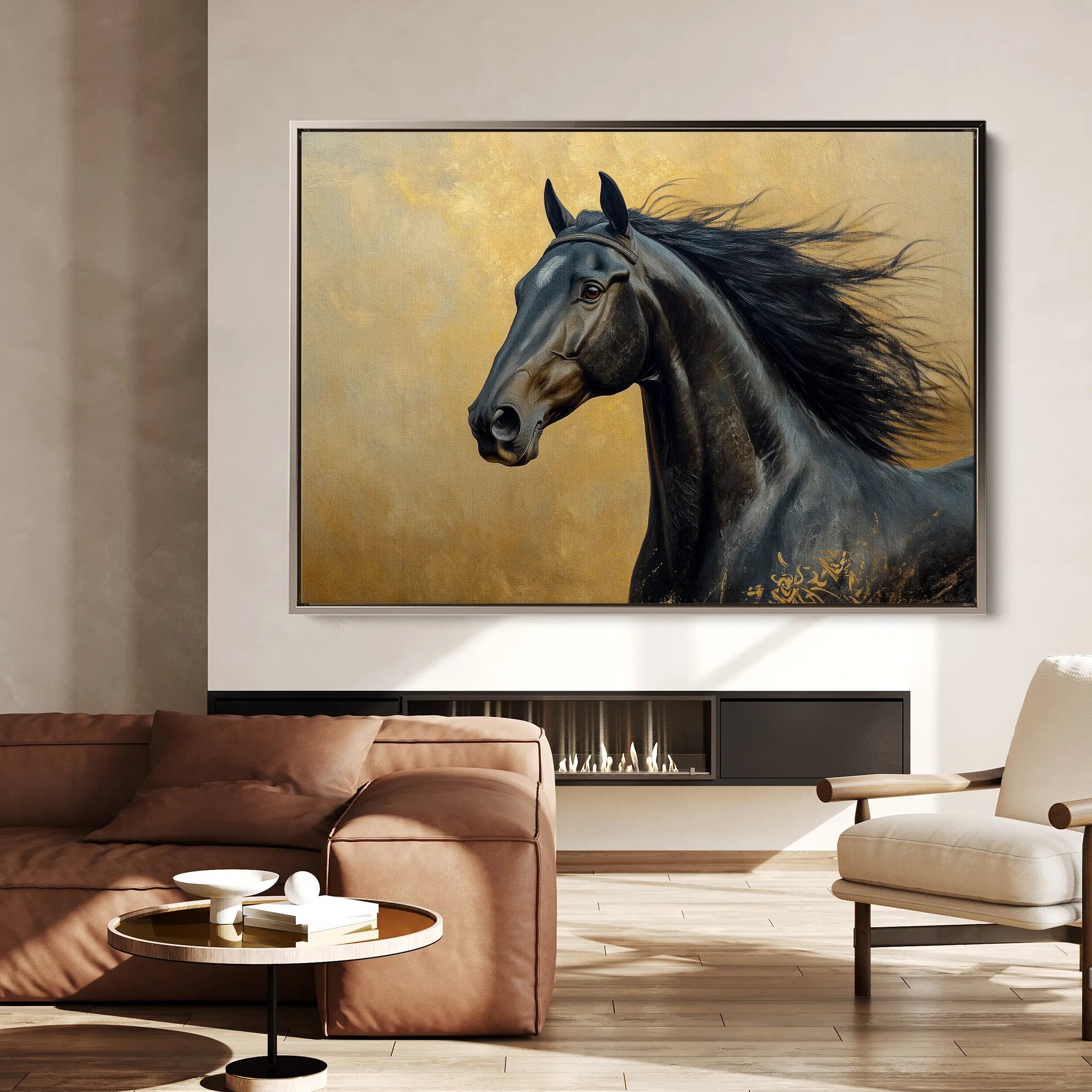Horses 030 Canvas Art 60 x 40 cm / Black