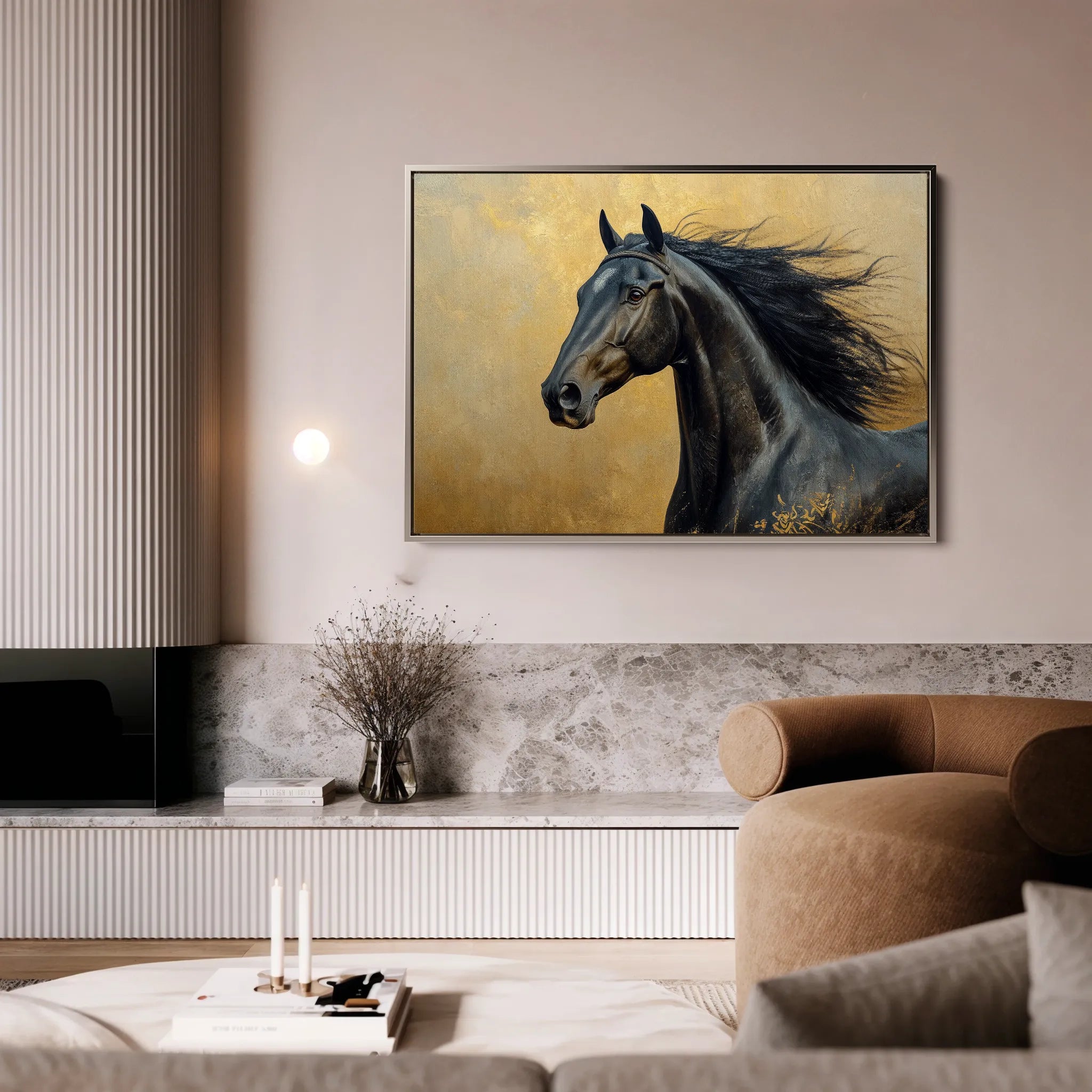 Horses 030 Canvas Art 60 x 40 cm / Black