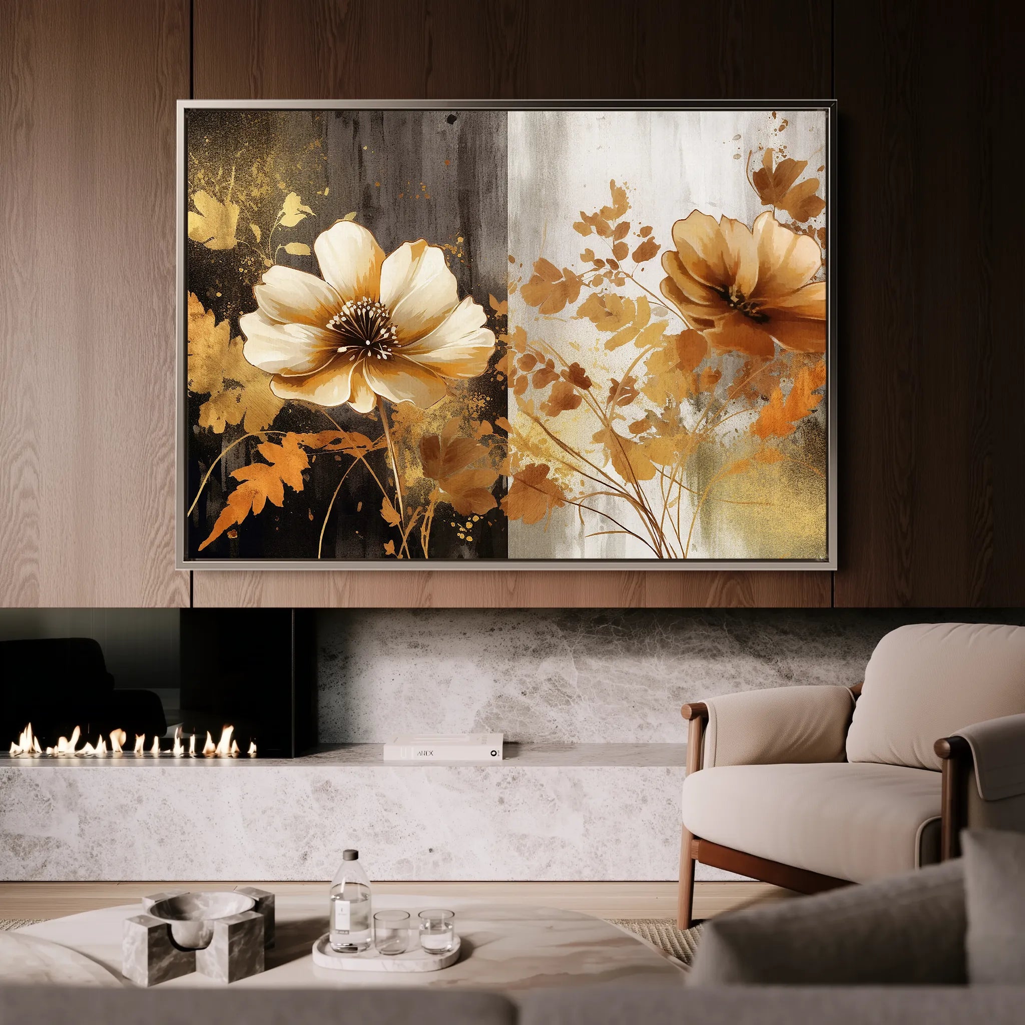 Floral 031 Canvas Art 60 x 40 cm / Black