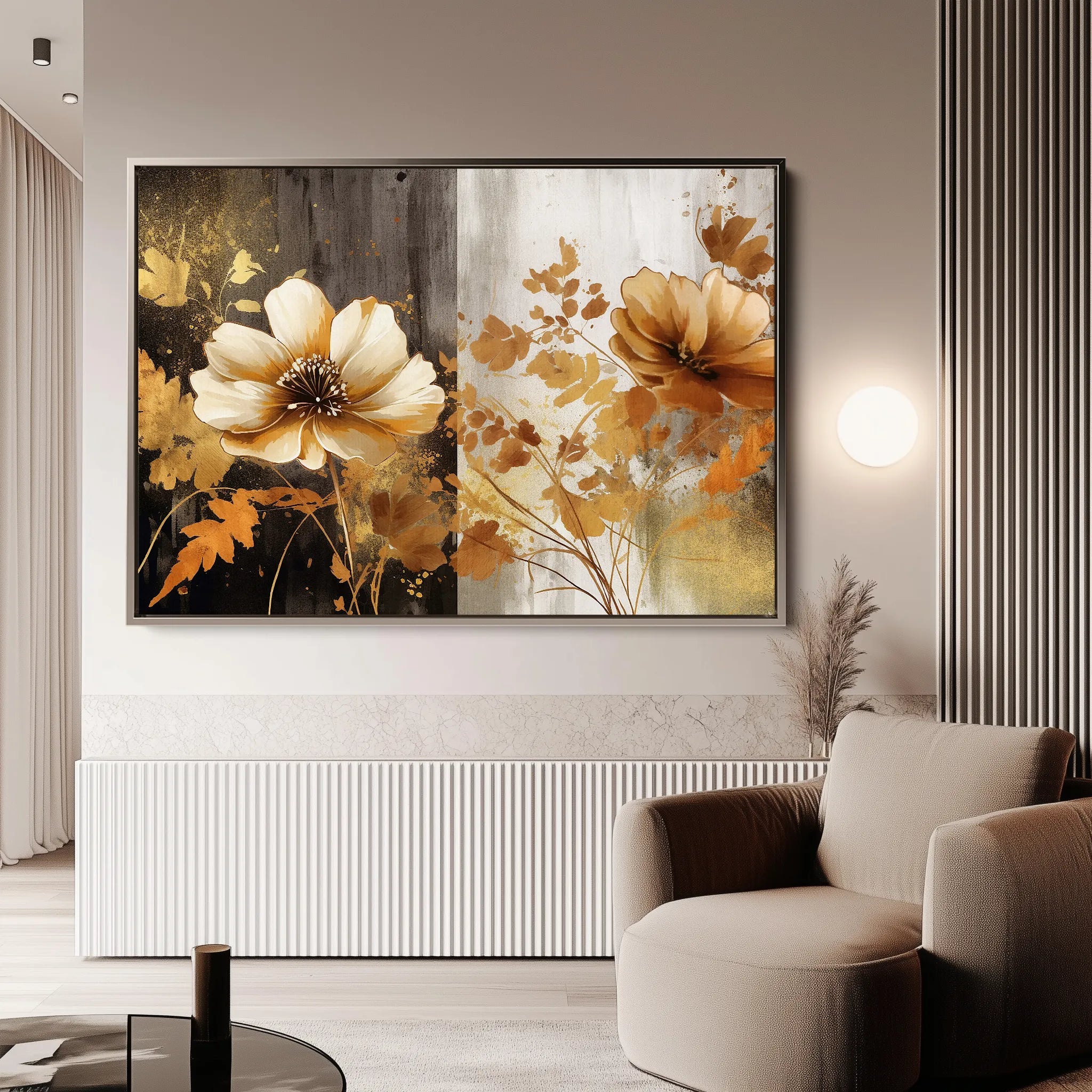 Floral 031 Canvas Art 60 x 40 cm / Black