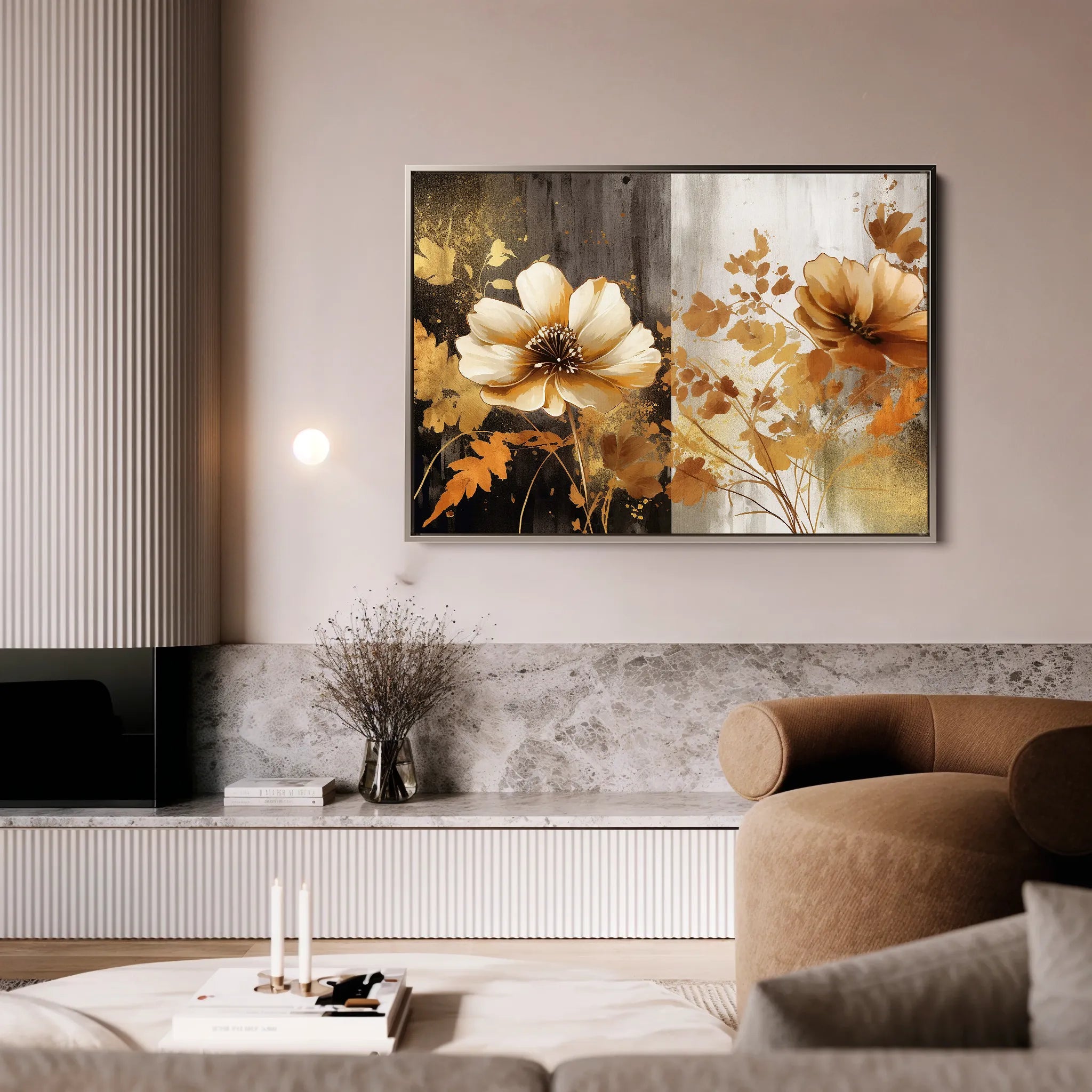 Floral 031 Canvas Art 60 x 40 cm / Black