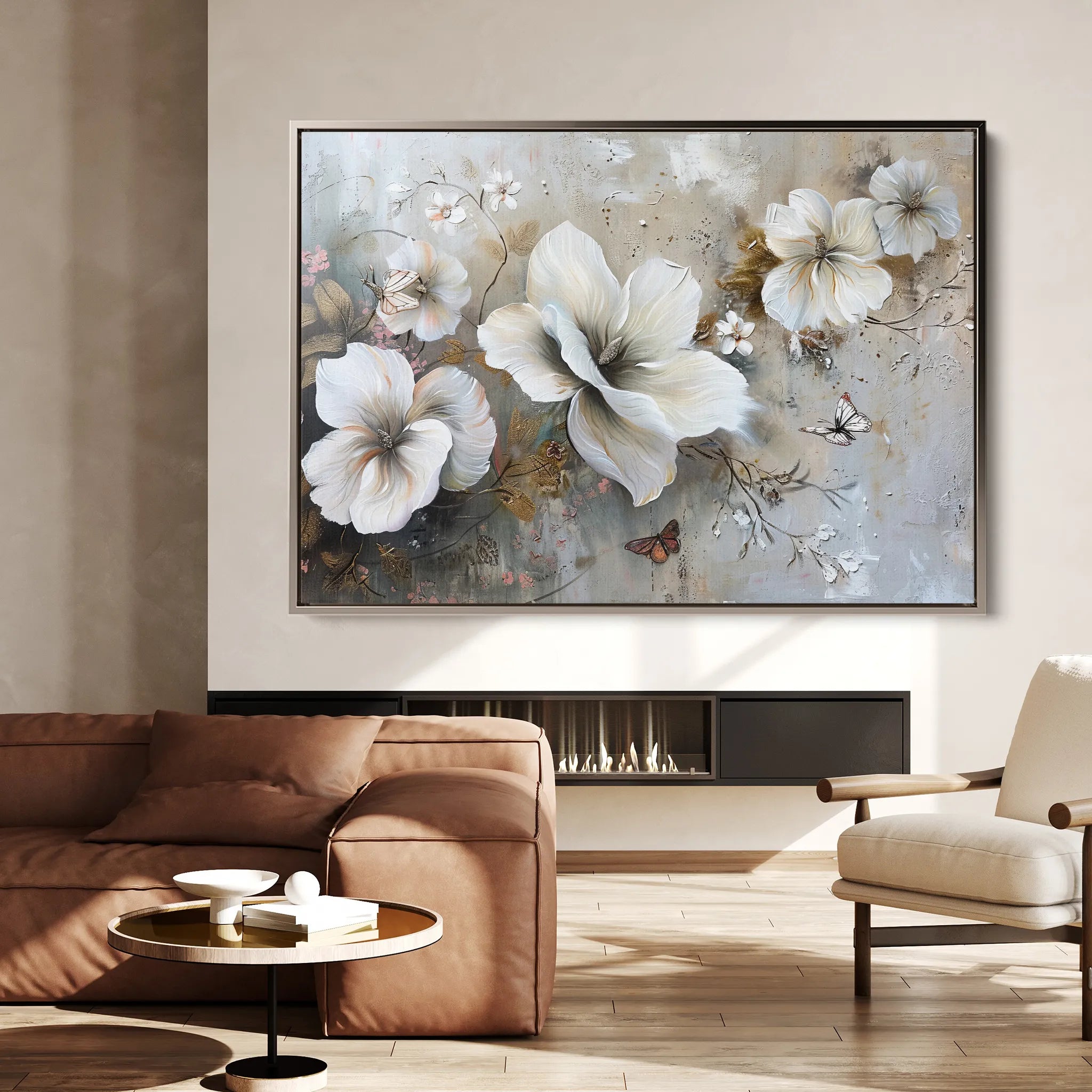 Floral 032 Canvas Art 60 x 40 cm / Black