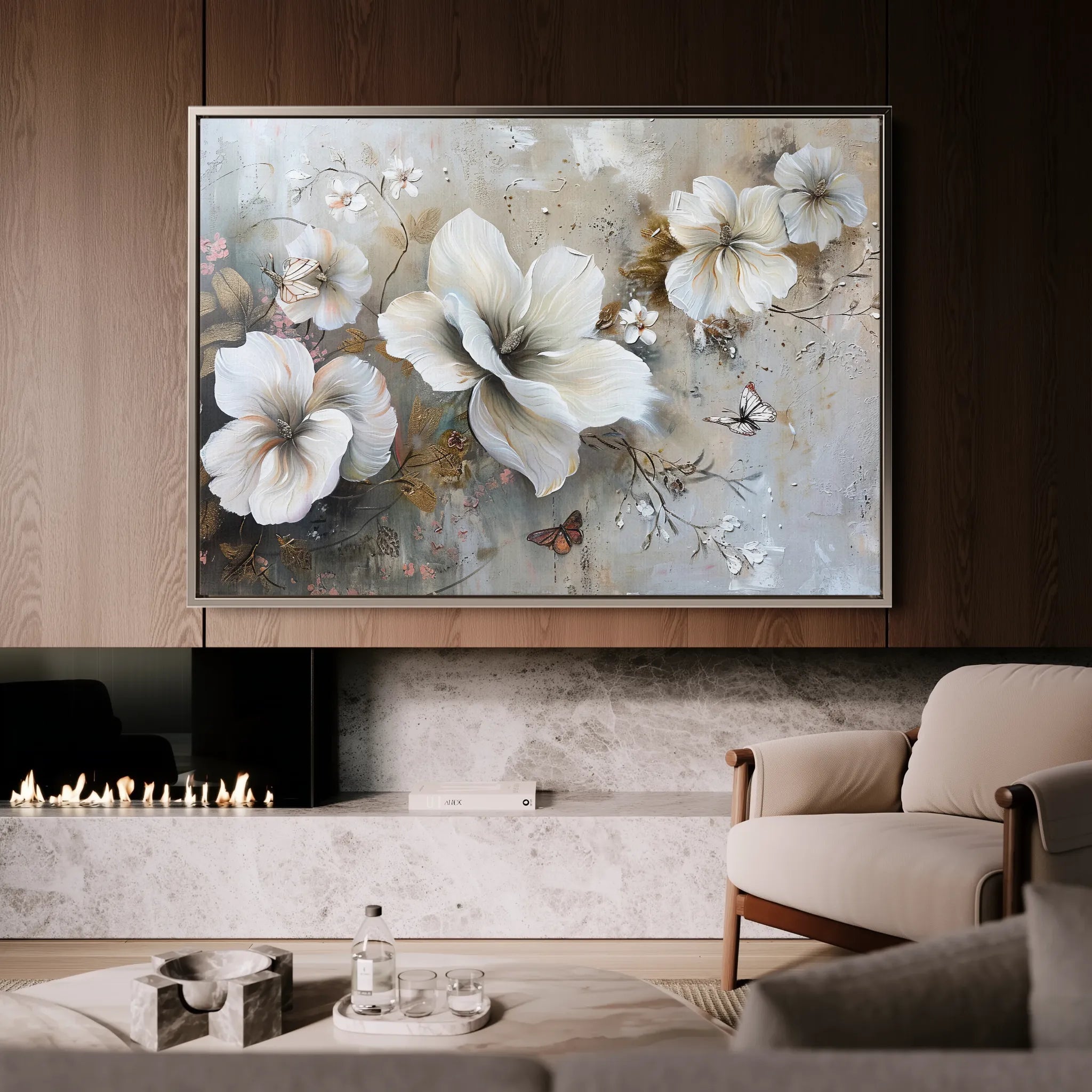 Floral 032 Canvas Art 60 x 40 cm / Black