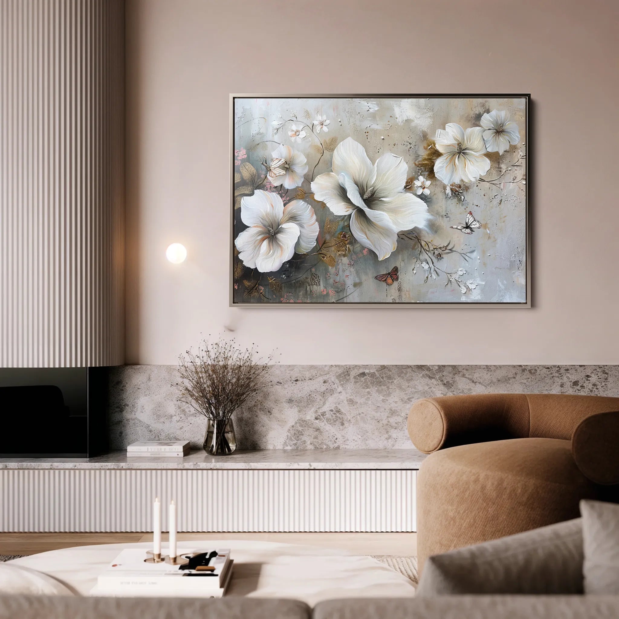 Floral 032 Canvas Art 60 x 40 cm / Black