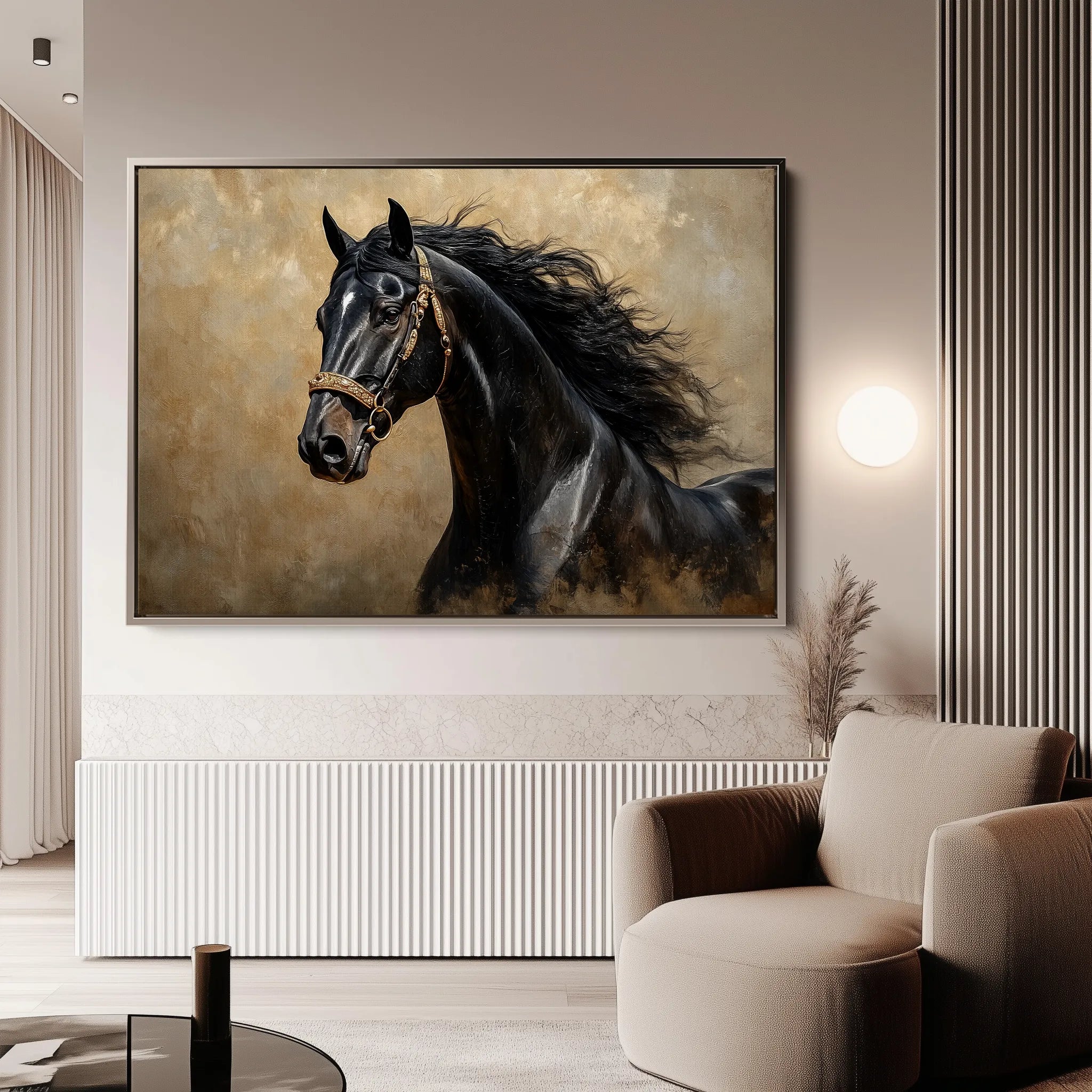 Horses 032 Canvas Art 60 x 40 cm / Black