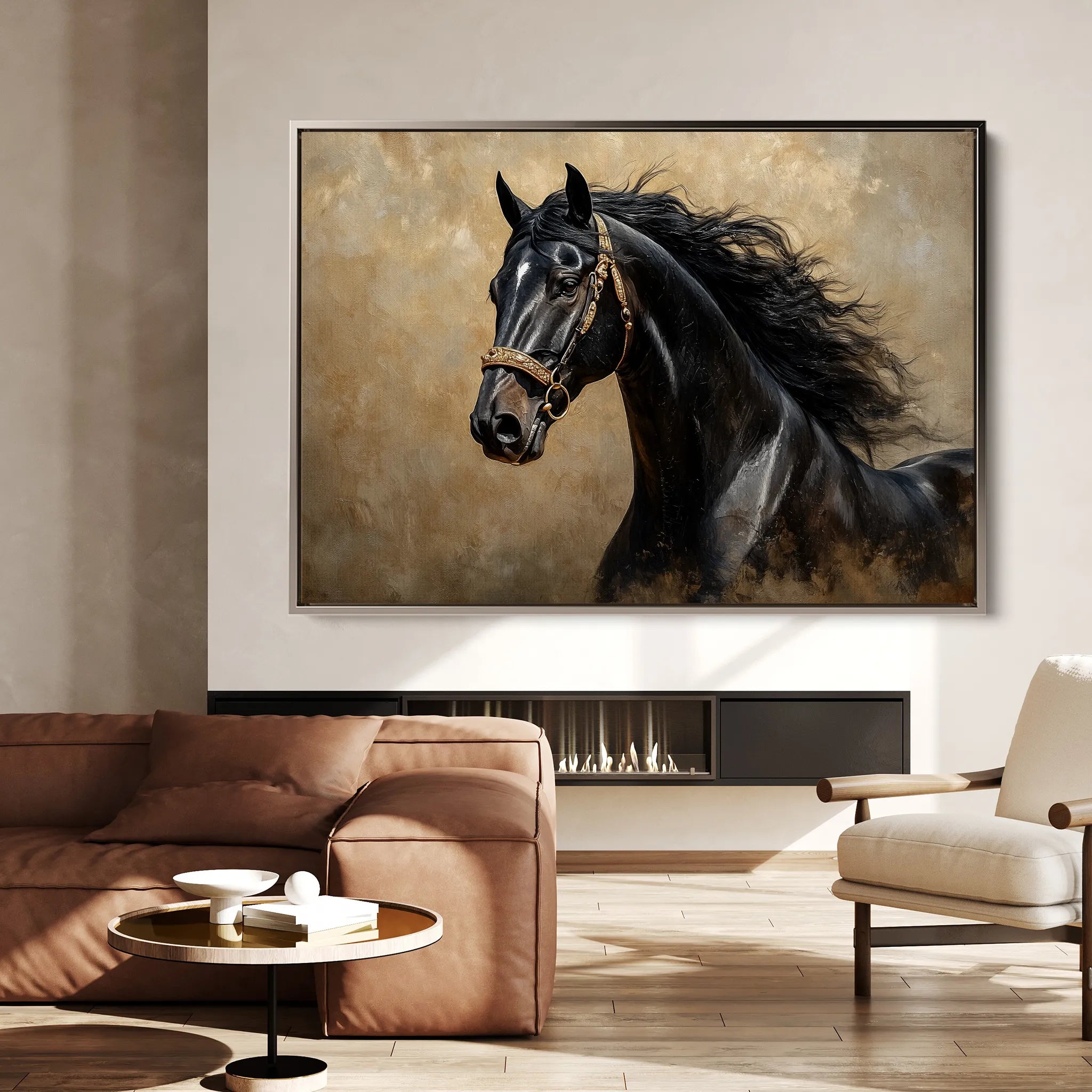 Horses 032 Canvas Art 60 x 40 cm / Black