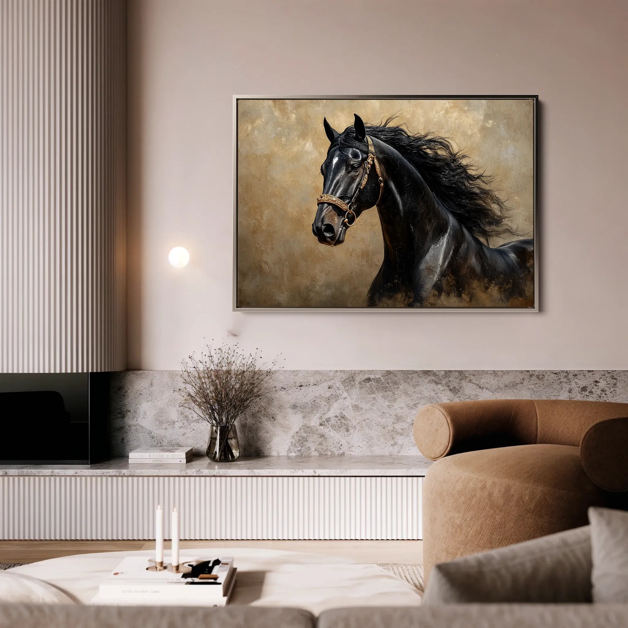 Horses 032 Canvas Art 60 x 40 cm / Black