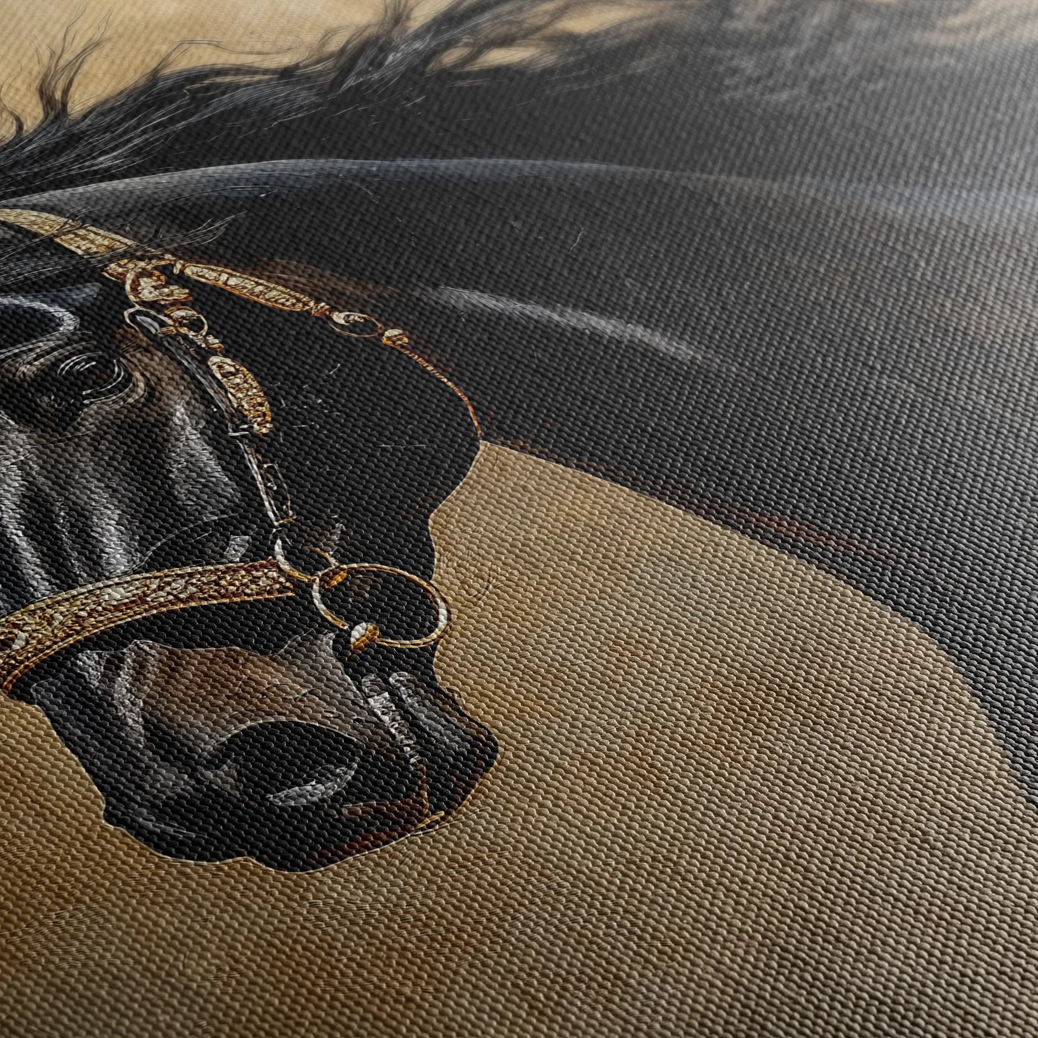 Horses 032 Canvas Art 60 x 40 cm / Black