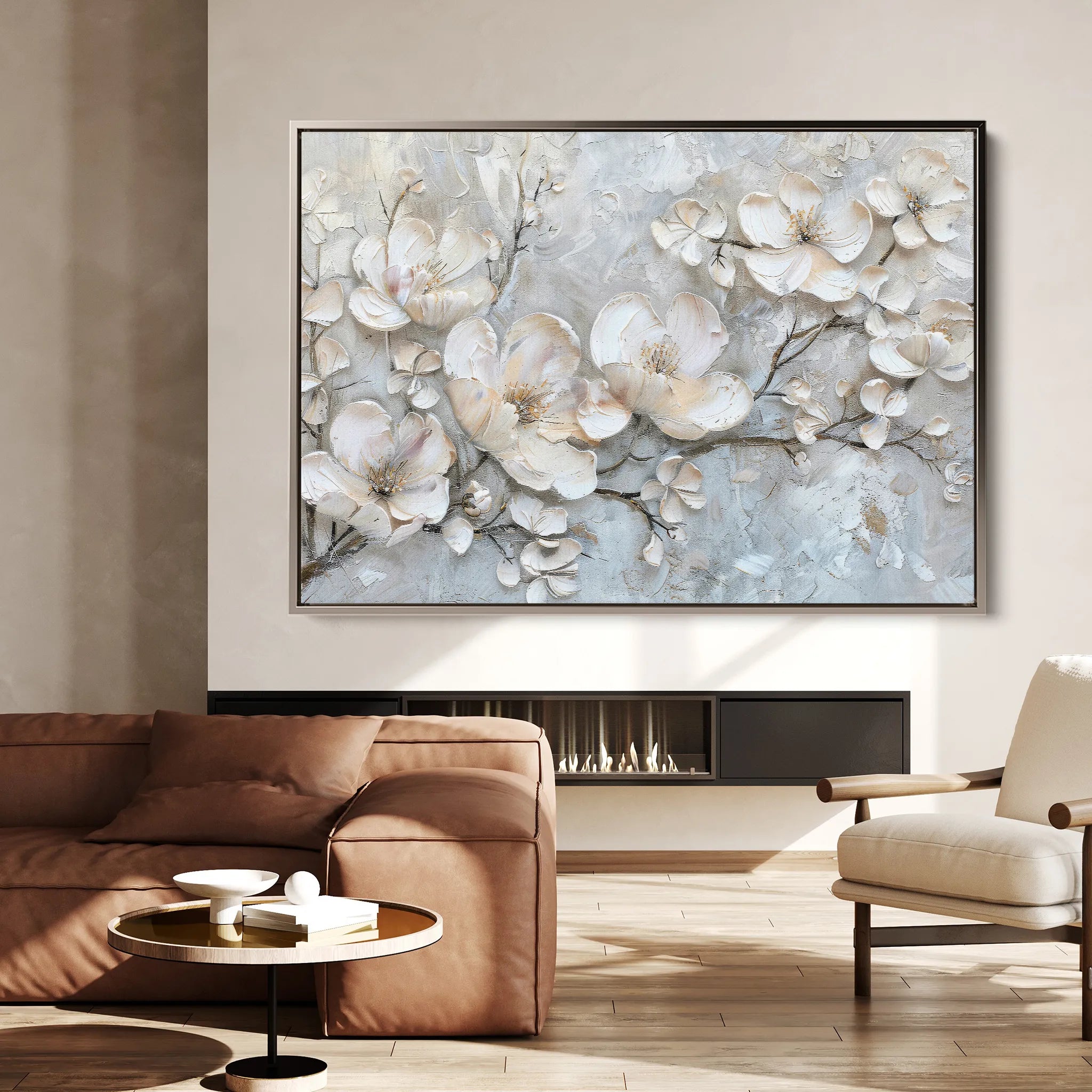 Floral 033 Canvas Art 60 x 40 cm / Black
