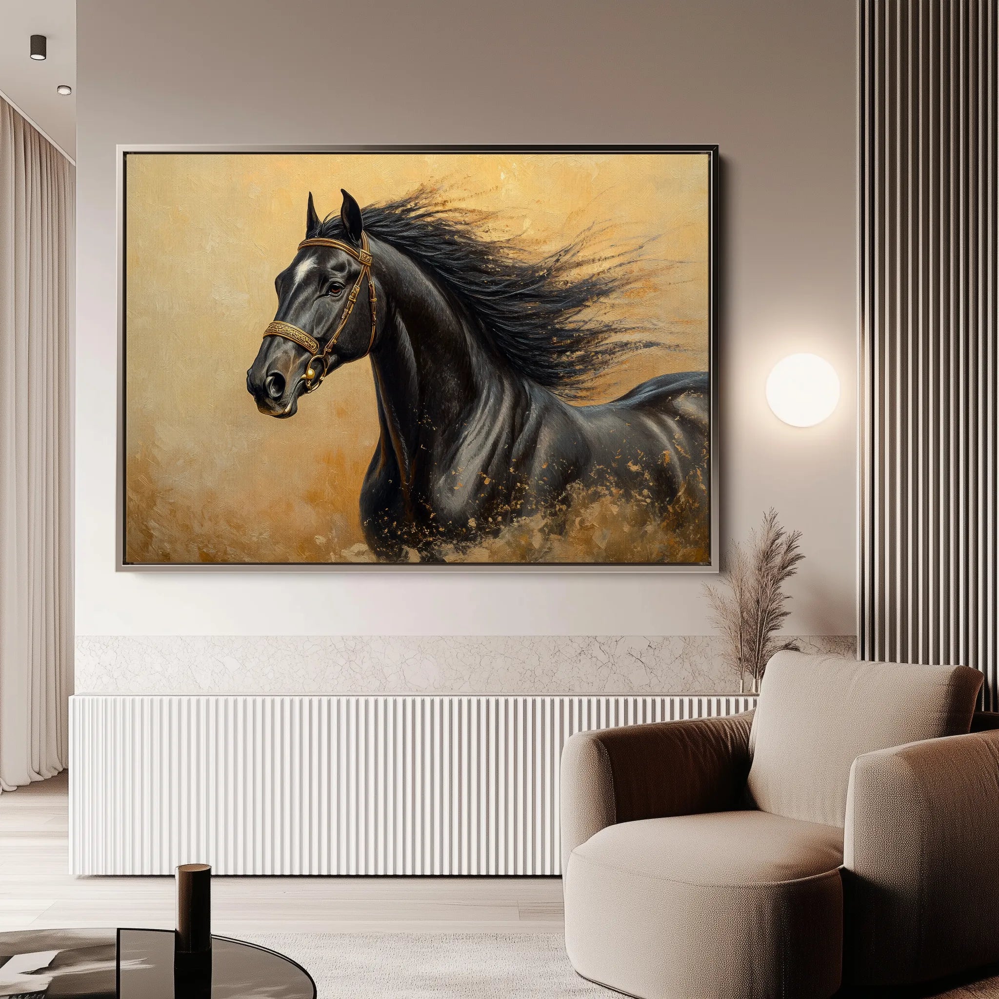 Horses 033 Canvas Art 60 x 40 cm / Black