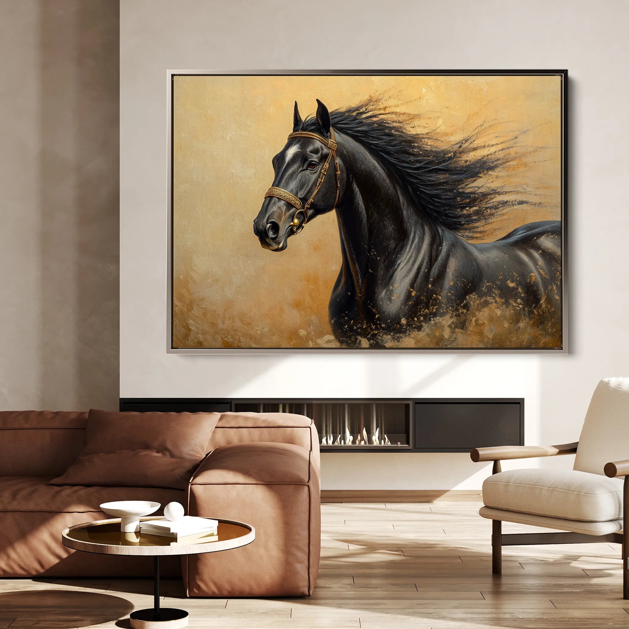 Horses 033 Canvas Art 60 x 40 cm / Black