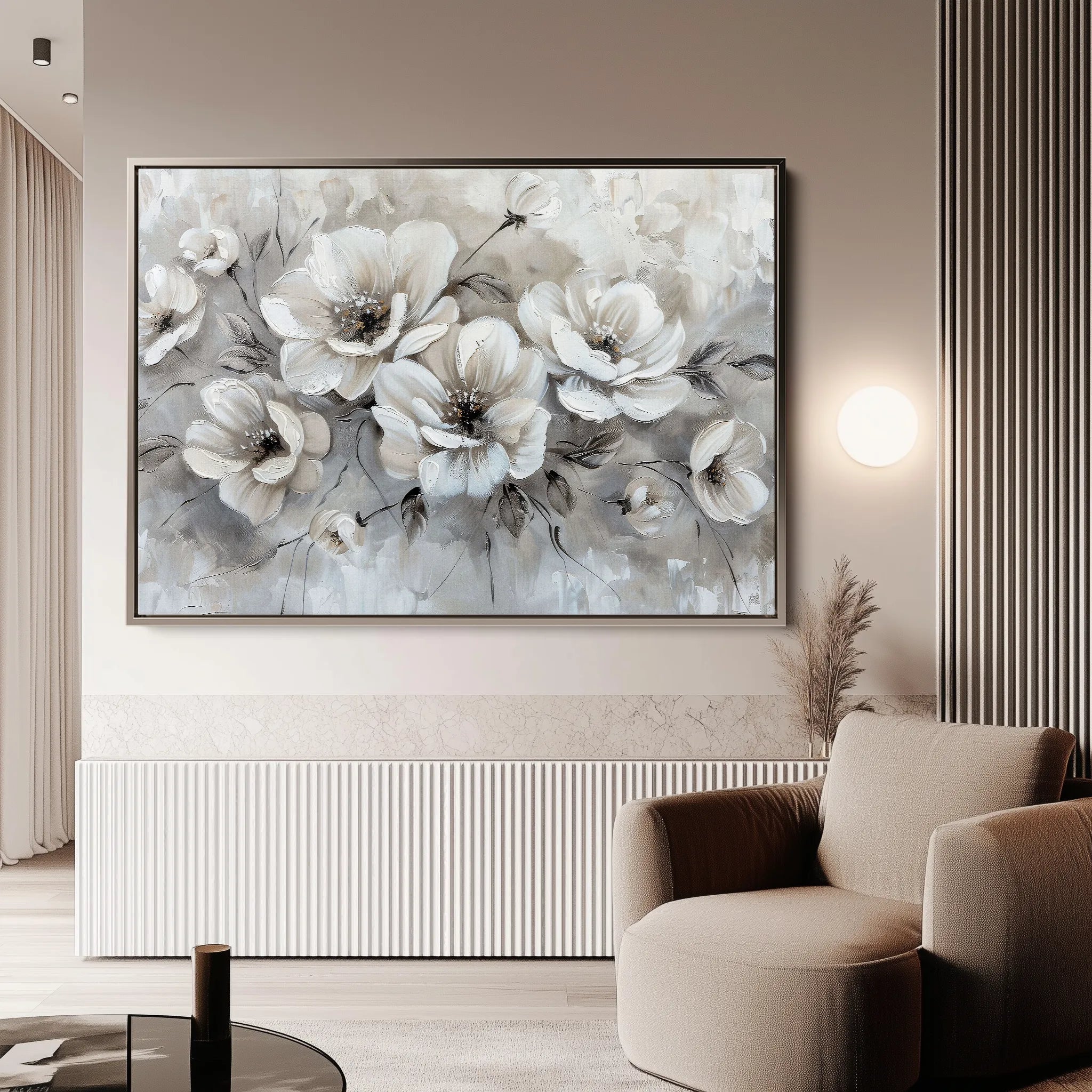 Floral 034 Canvas Art 60 x 40 cm / Black