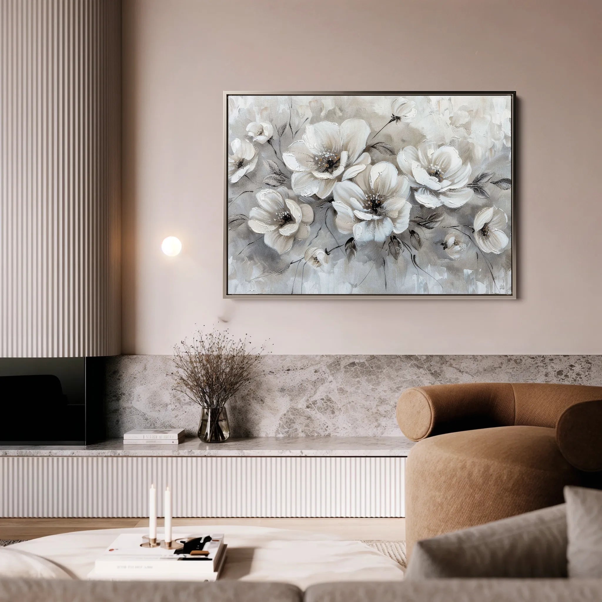 Floral 034 Canvas Art 60 x 40 cm / Black