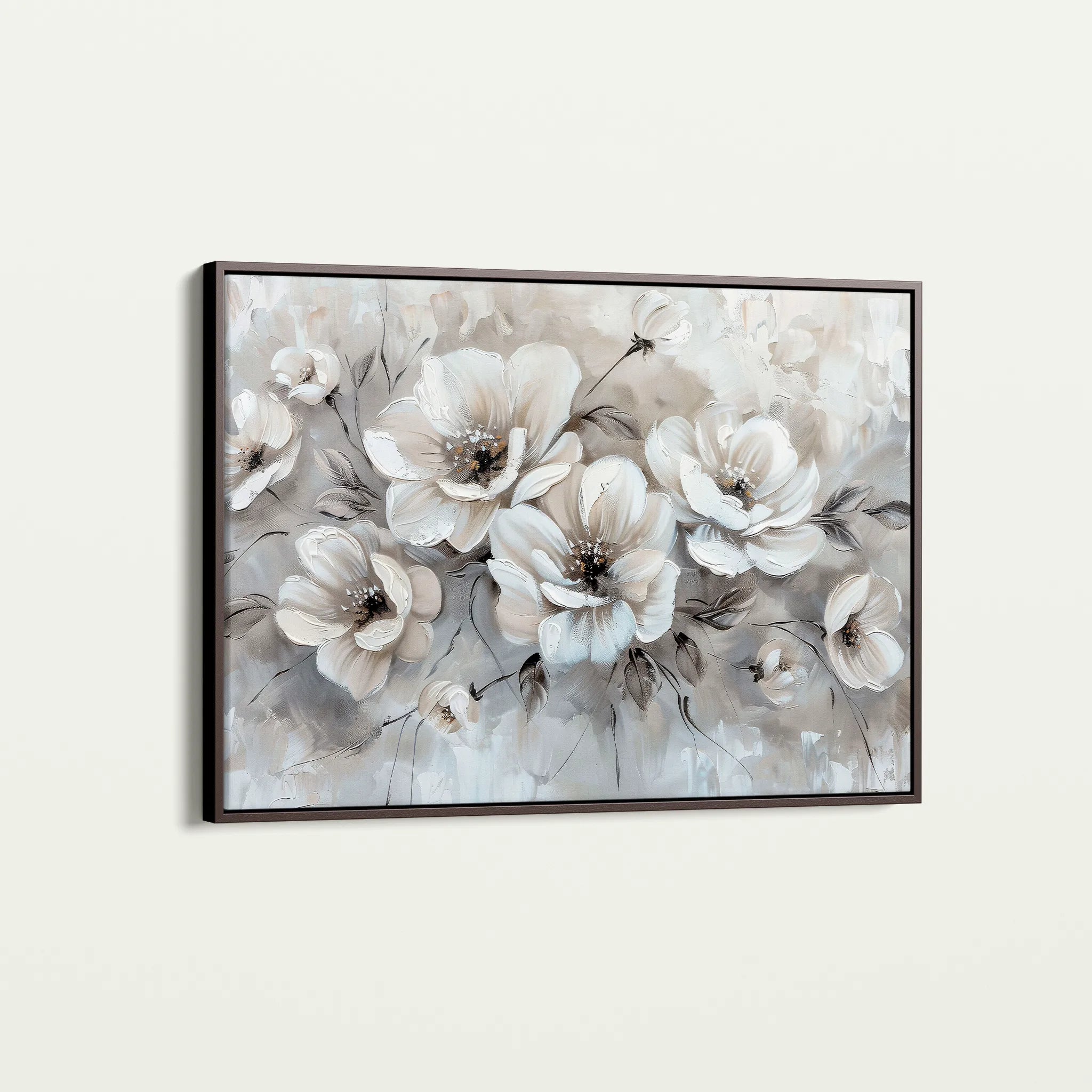 Floral 034 Canvas Art 60 x 40 cm / Black