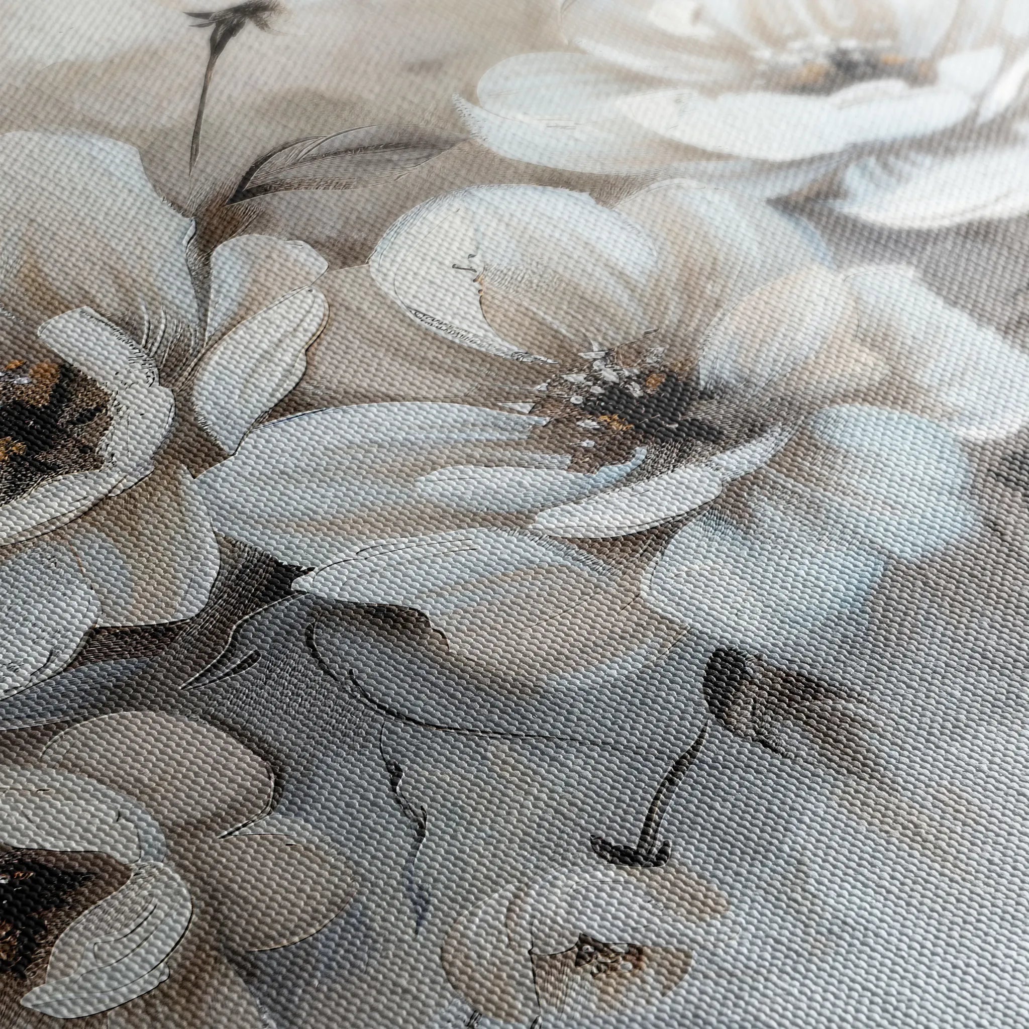 Floral 034 Canvas Art 60 x 40 cm / Black