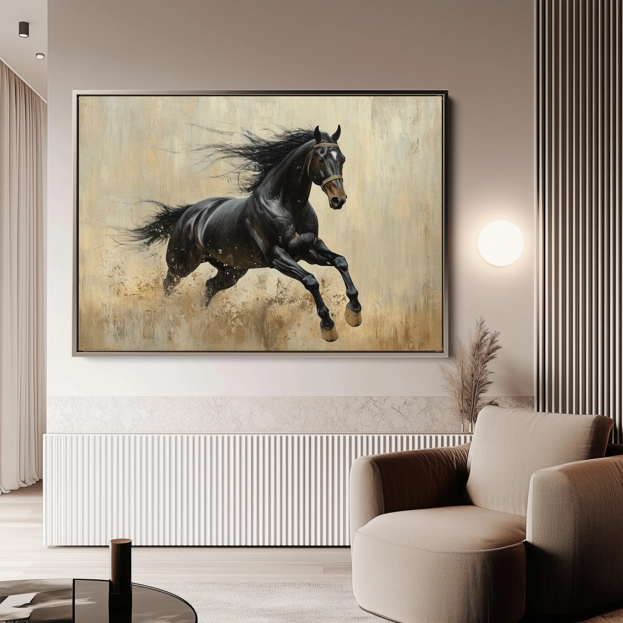 Horses 034 Canvas Art 60 x 40 cm / Black