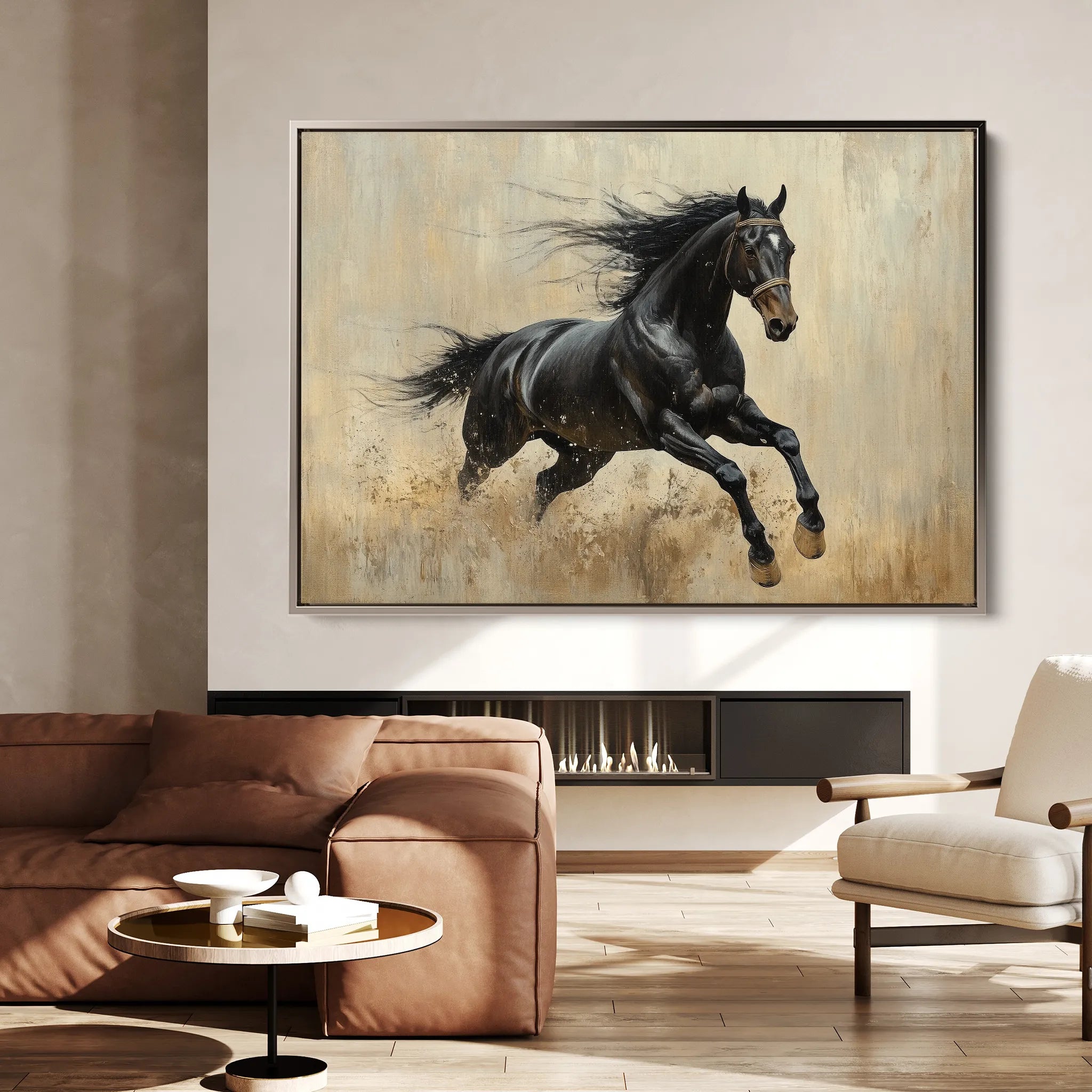 Horses 034 Canvas Art 60 x 40 cm / Black