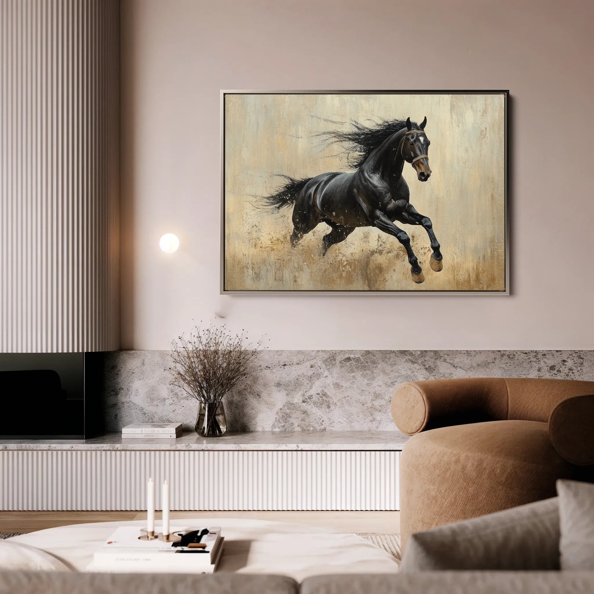 Horses 034 Canvas Art 60 x 40 cm / Black