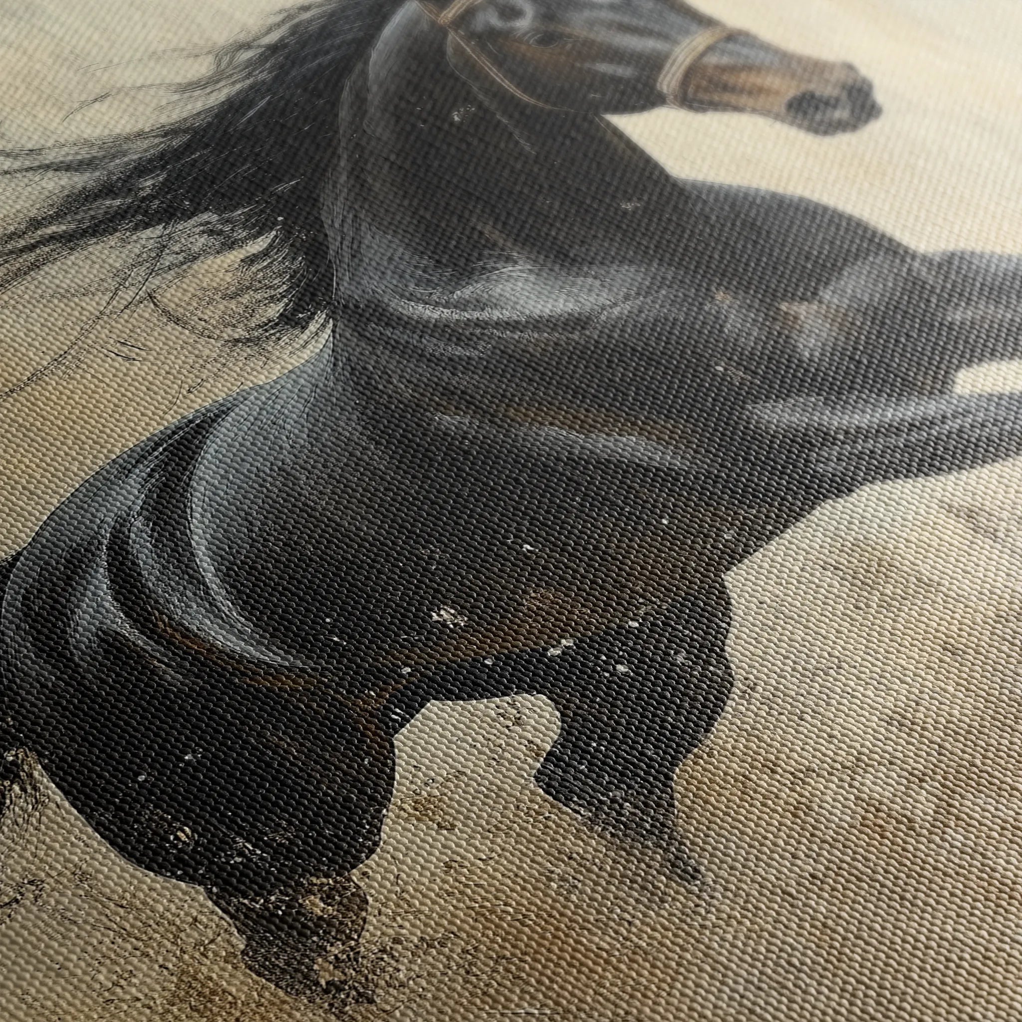 Horses 034 Canvas Art 60 x 40 cm / Black
