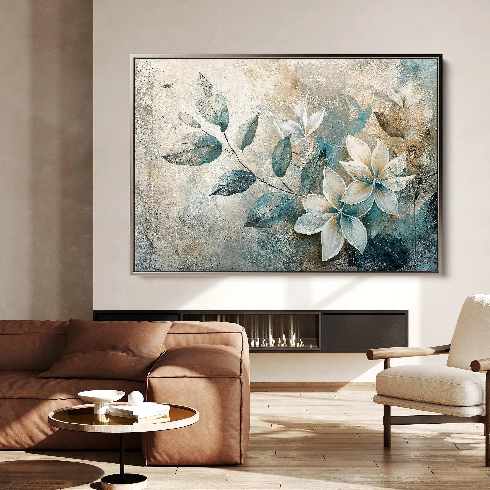 Floral 035 Canvas Art 60 x 40 cm / Black
