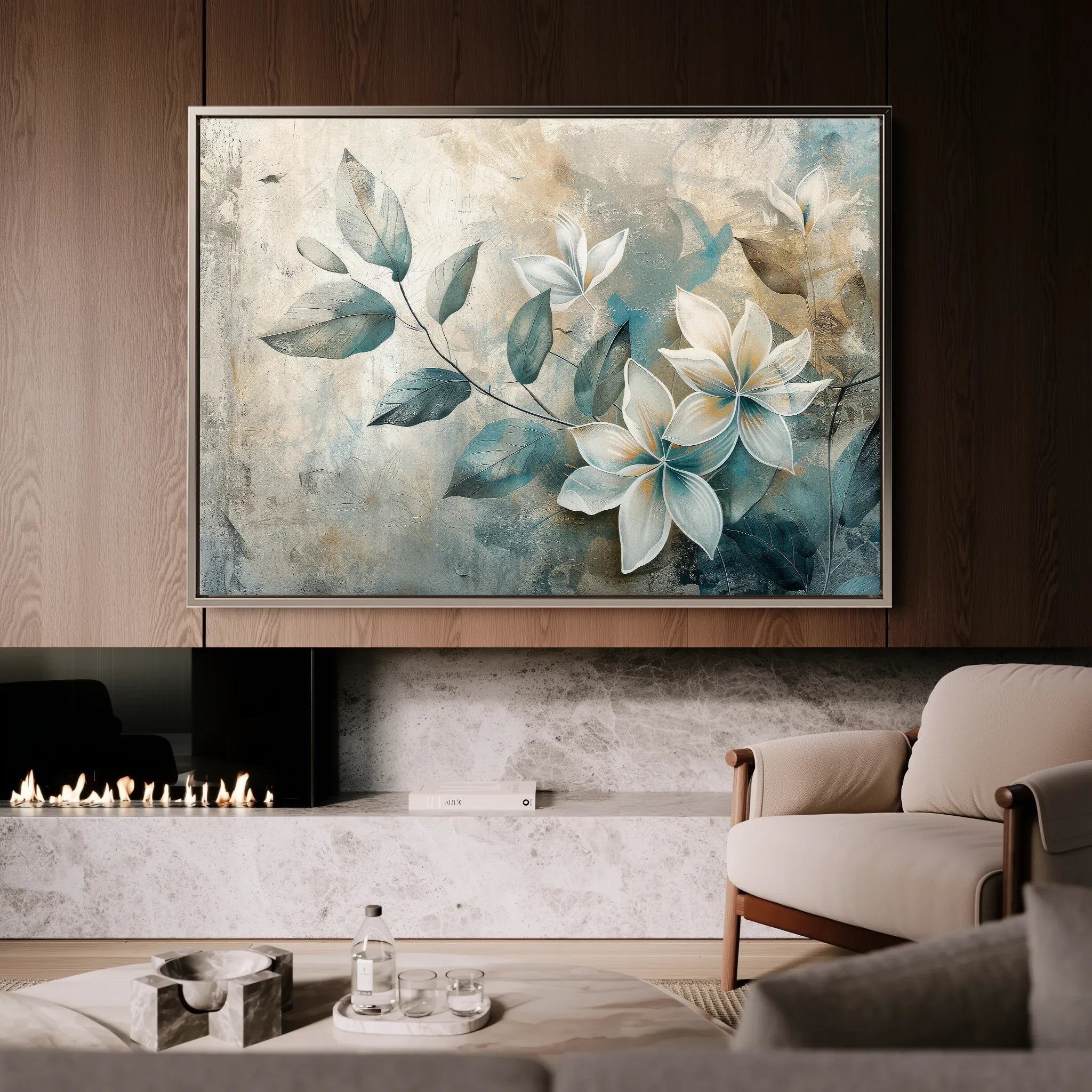 Floral 035 Canvas Art 60 x 40 cm / Black