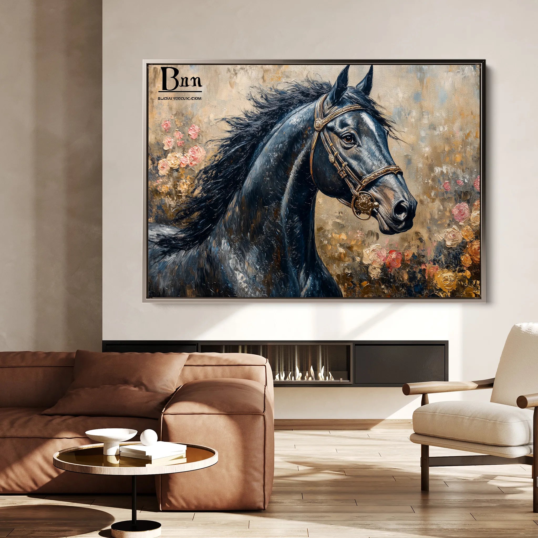 Horses 035 Canvas Art 60 x 40 cm / Black