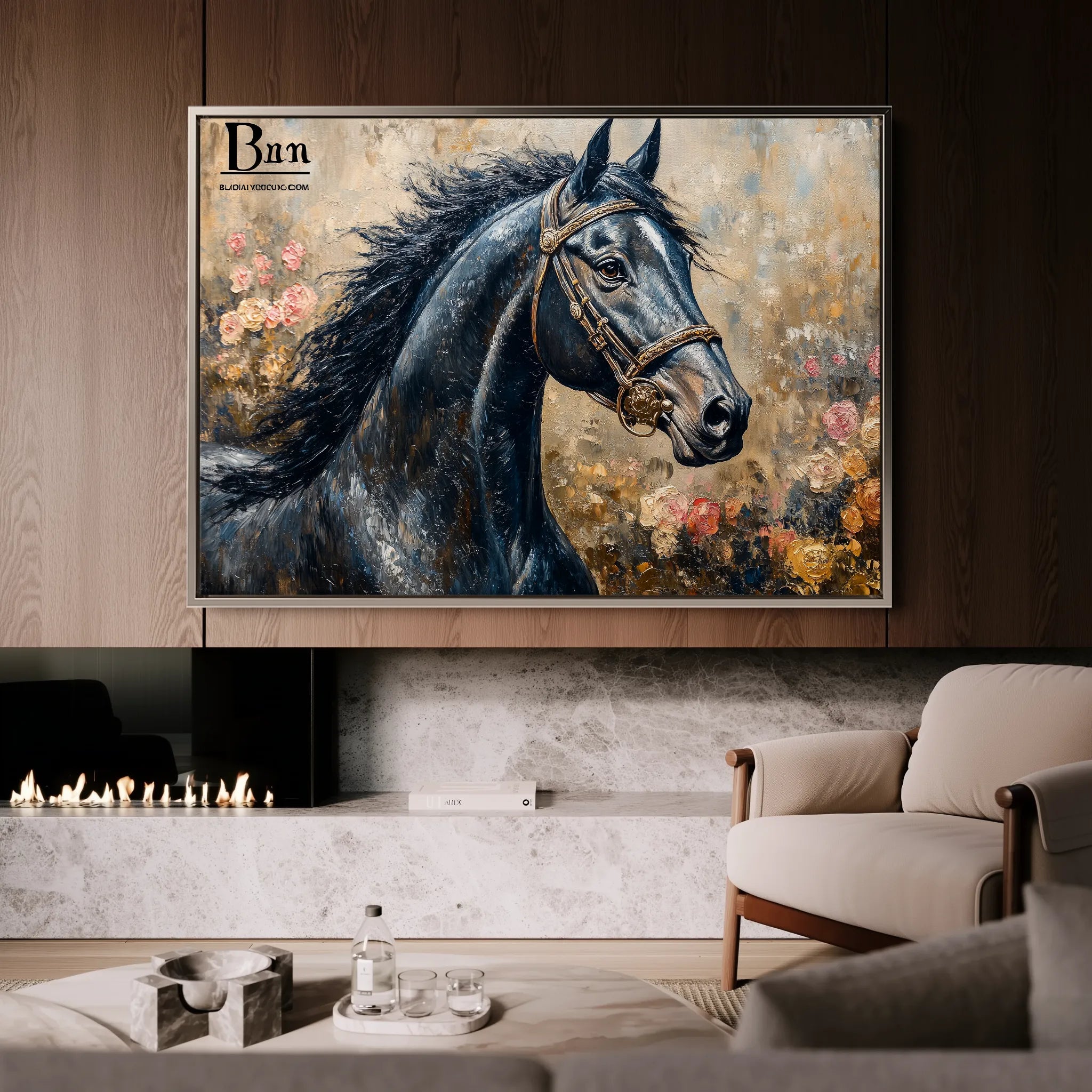 Horses 035 Canvas Art 60 x 40 cm / Black