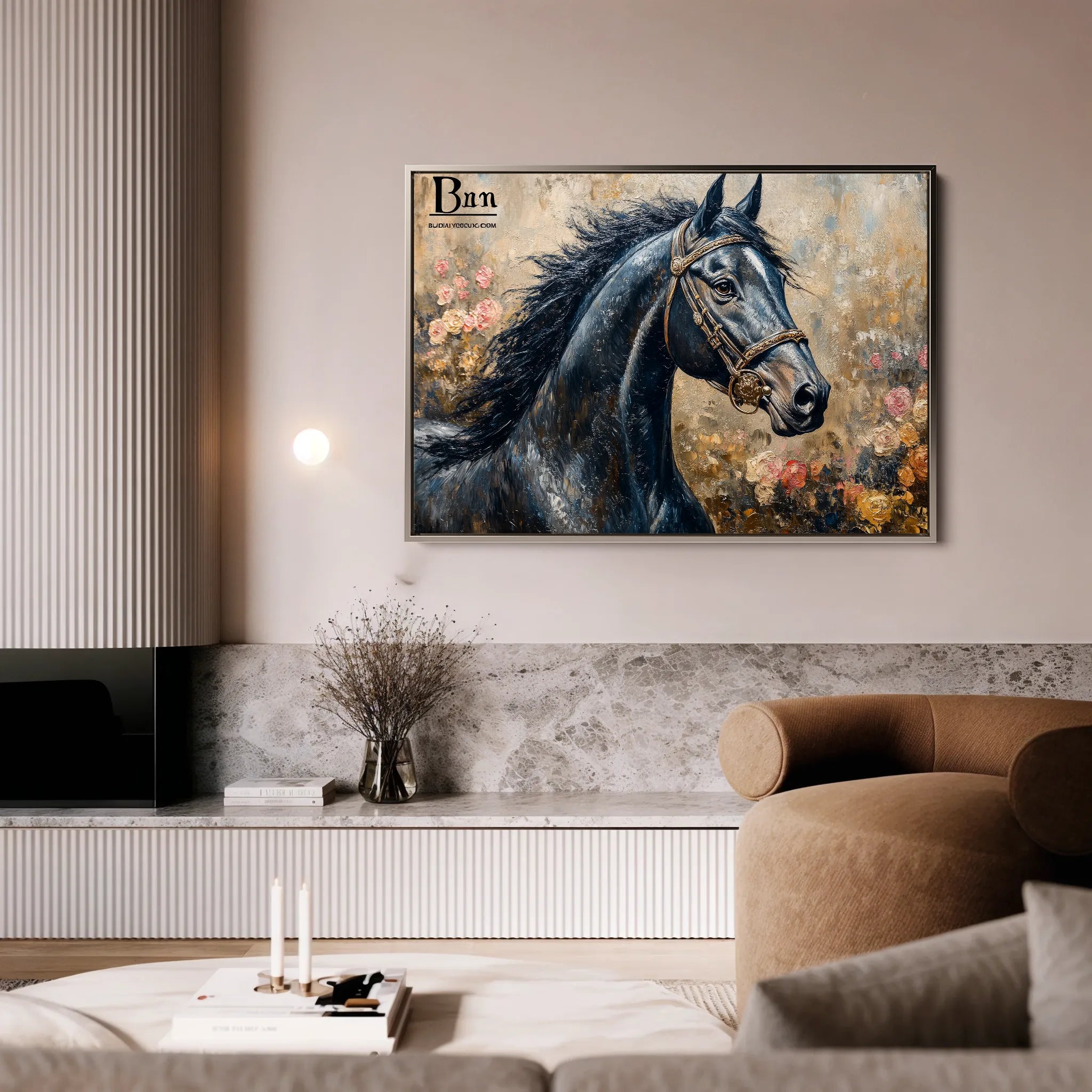 Horses 035 Canvas Art 60 x 40 cm / Black