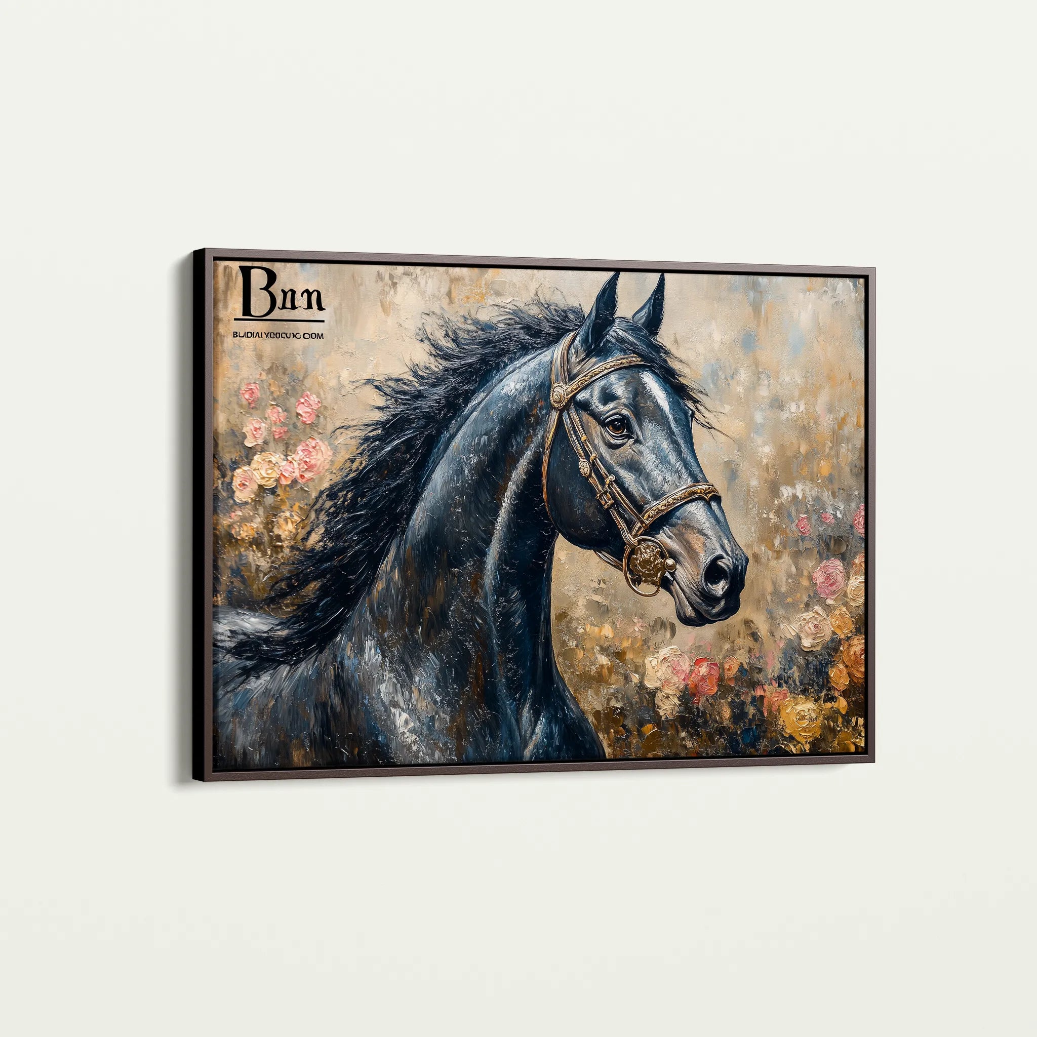 Horses 035 Canvas Art 60 x 40 cm / Black