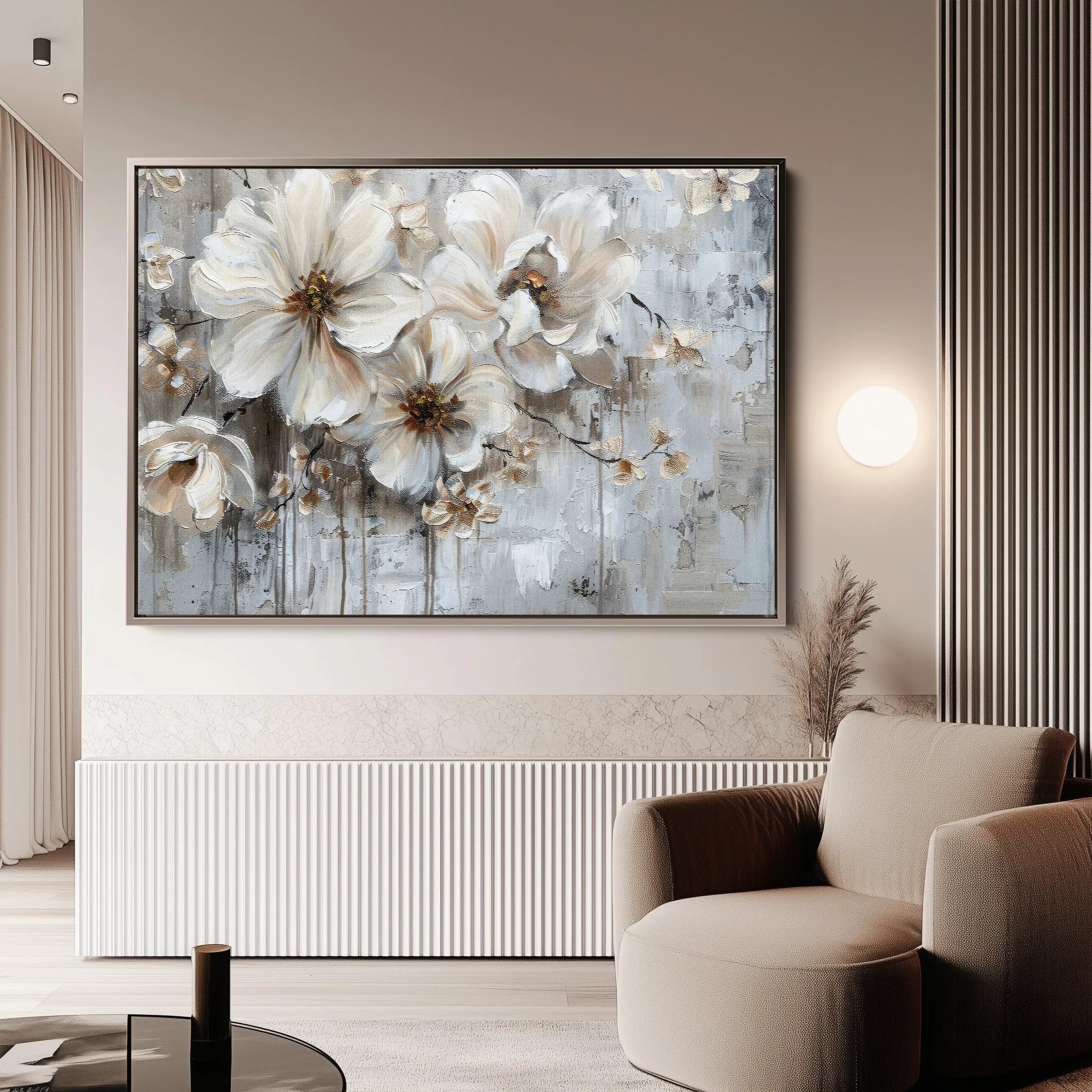 Floral 036 Canvas Art 60 x 40 cm / Black