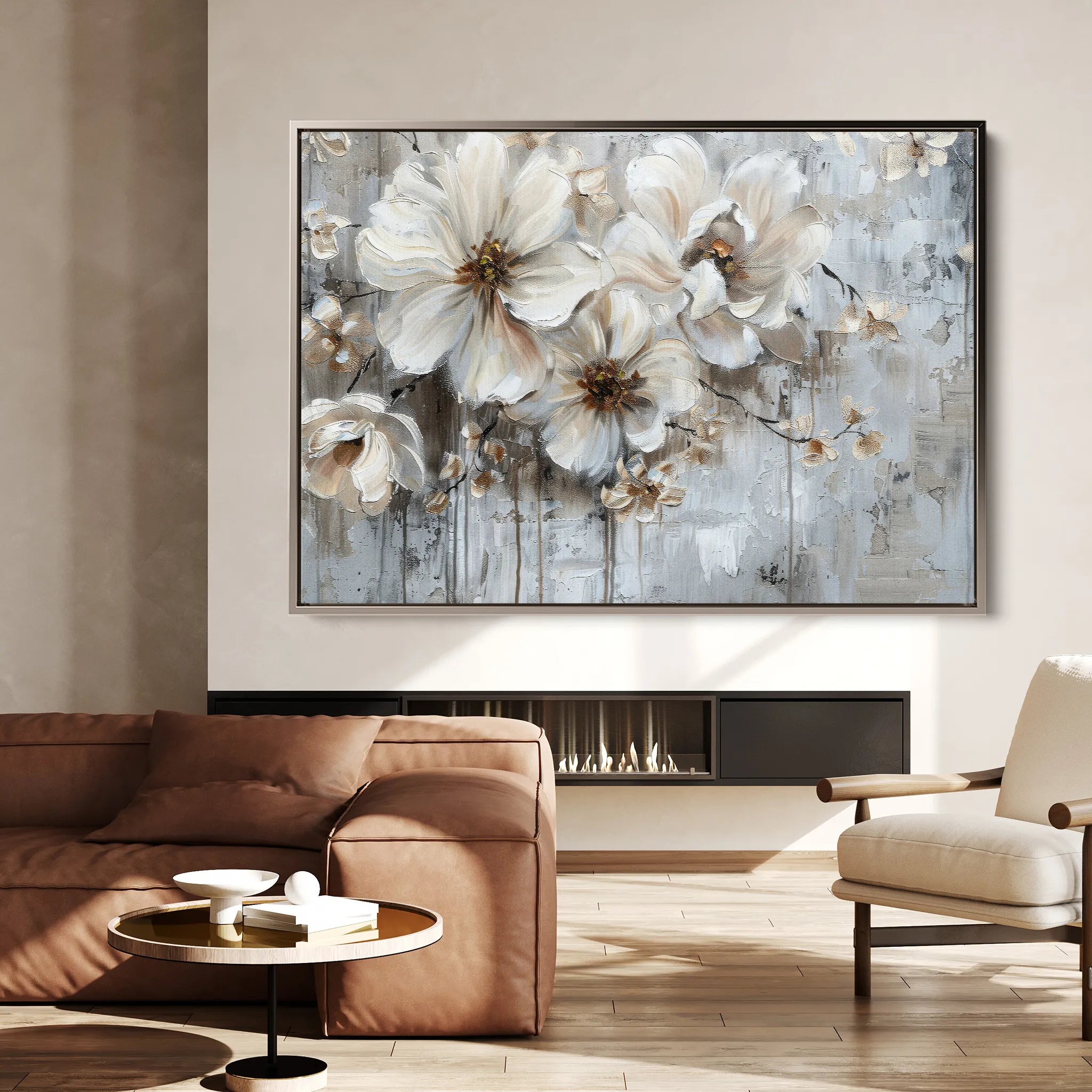 Floral 036 Canvas Art 60 x 40 cm / Black