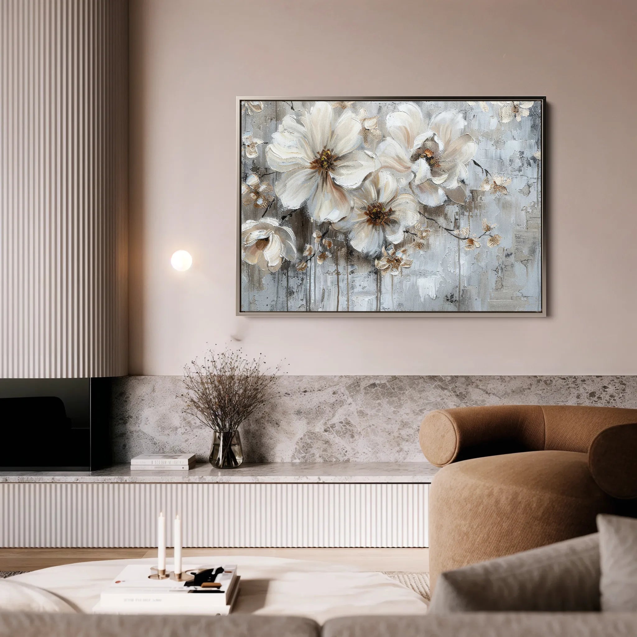Floral 036 Canvas Art 60 x 40 cm / Black