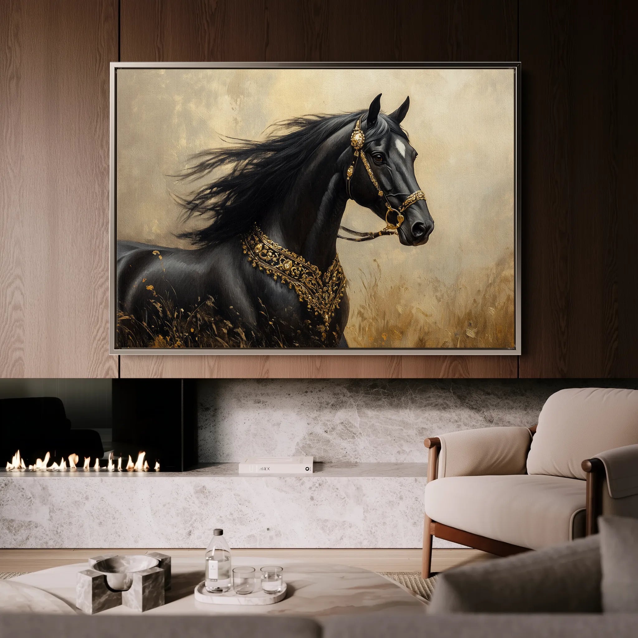 Horses 036 Canvas Art 60 x 40 cm / Black